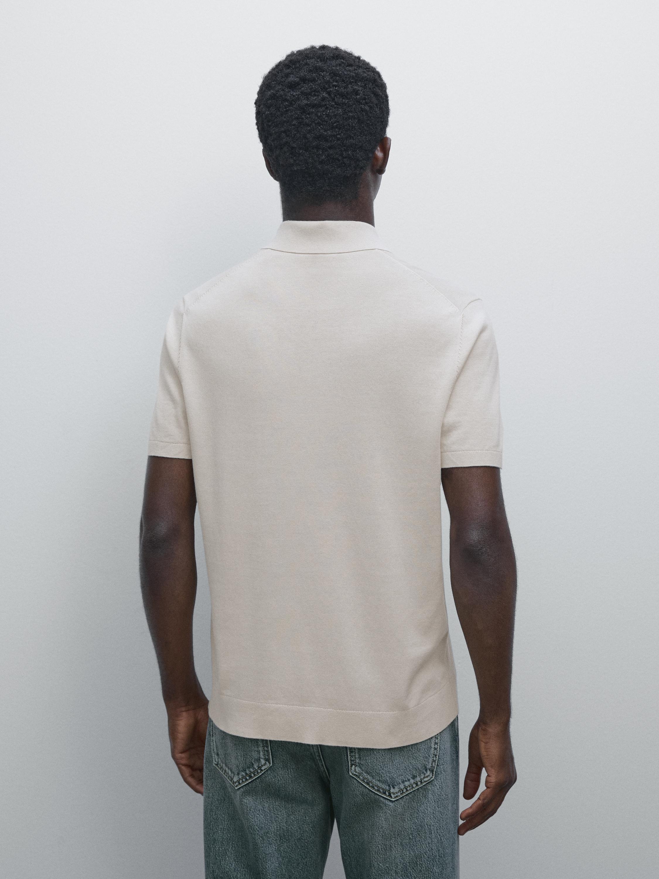 Short sleeve cotton knit polo shirt