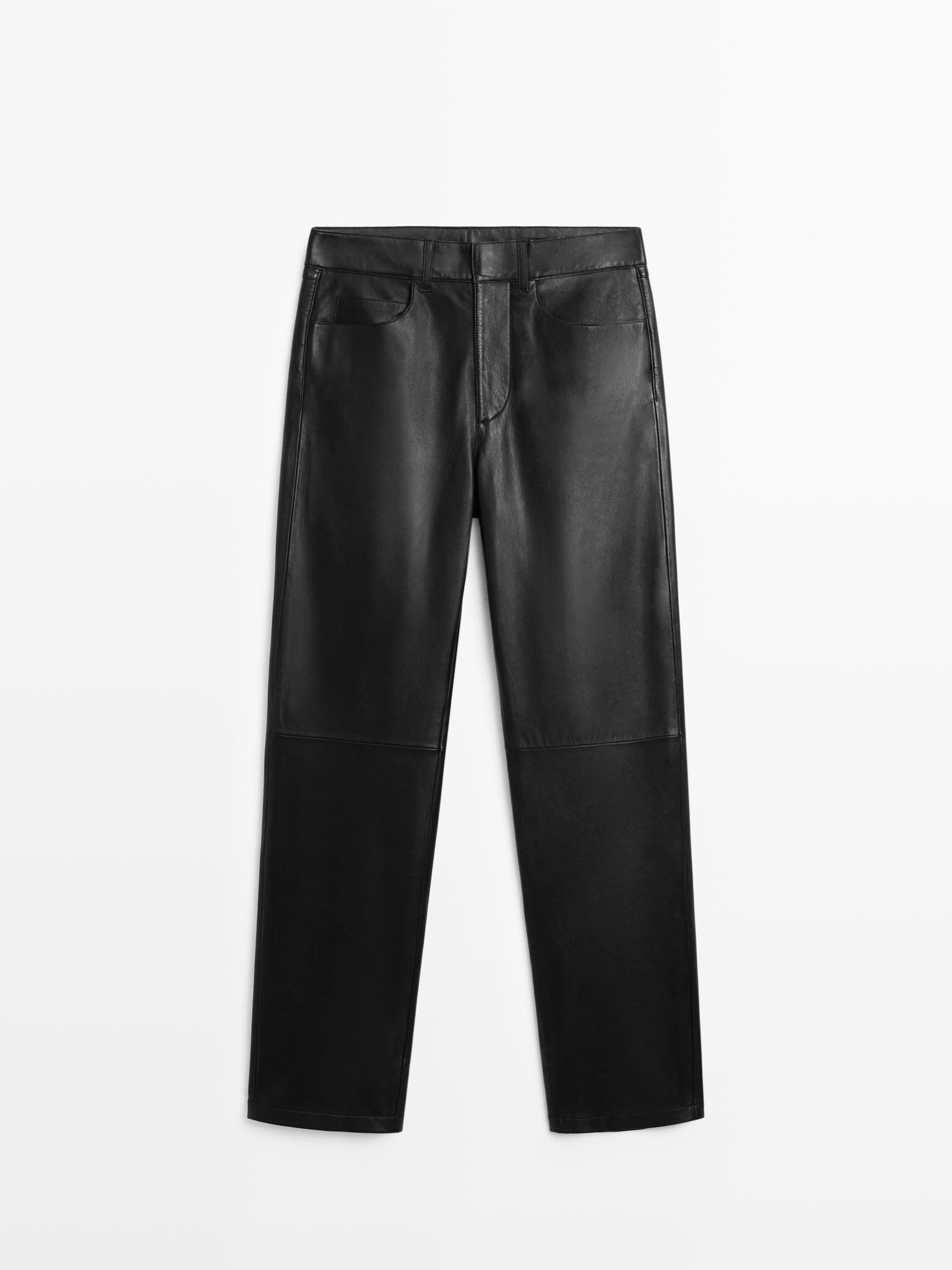 Nappa leather five-pocket trousers