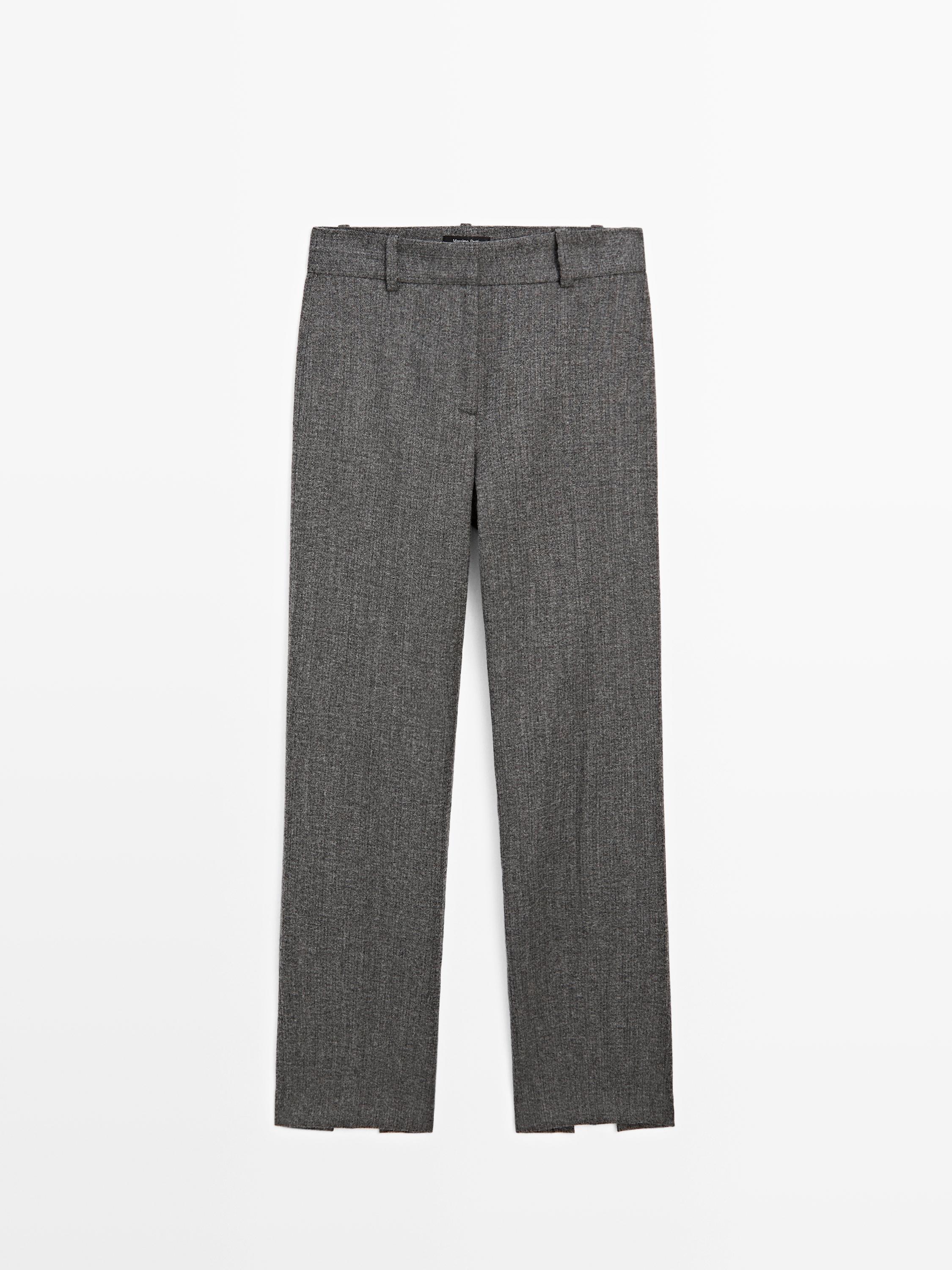 Pantaloni de costum marmorați din amestec de lână