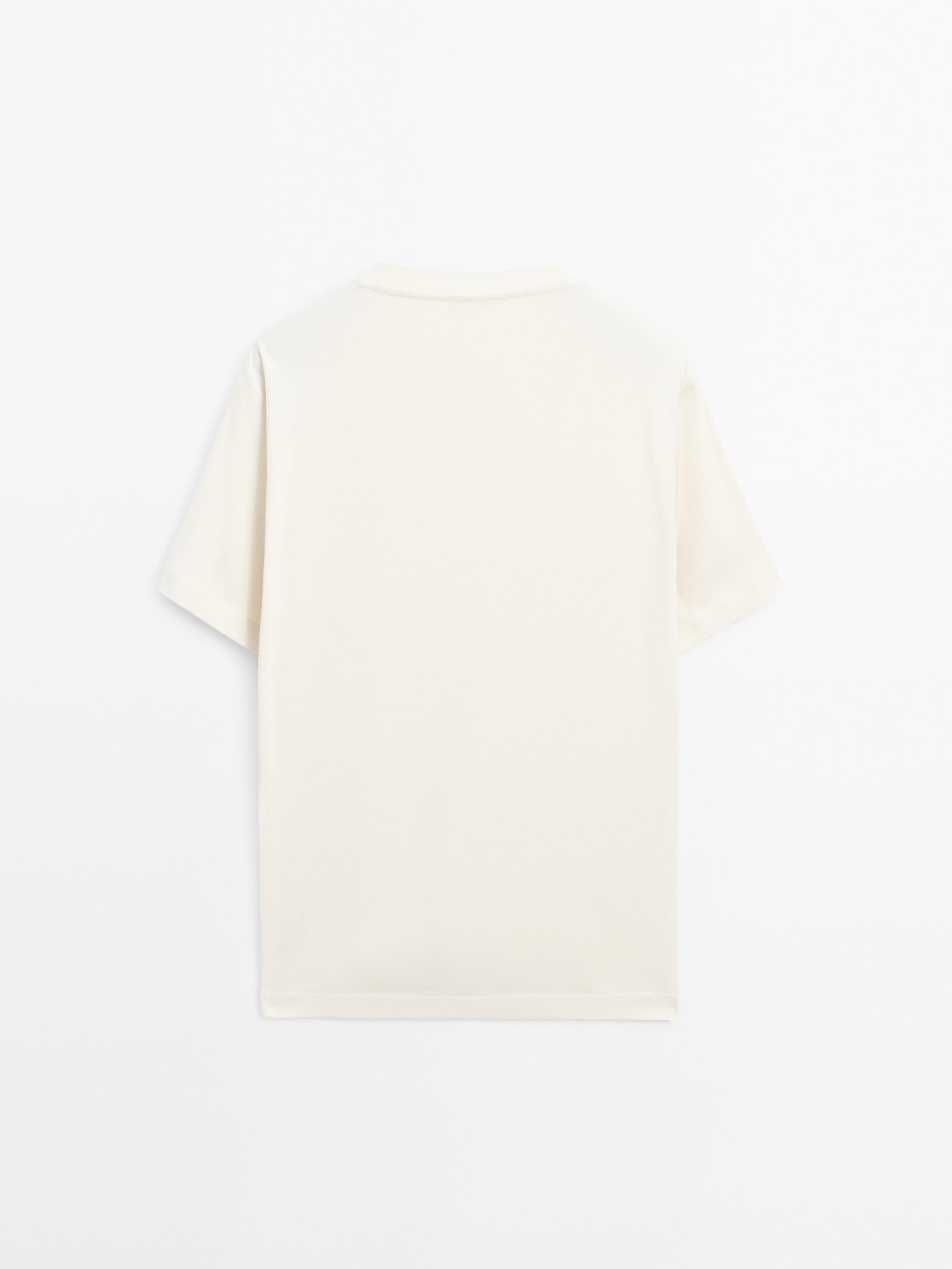 Ribbed neck detail cotton T-shirt
