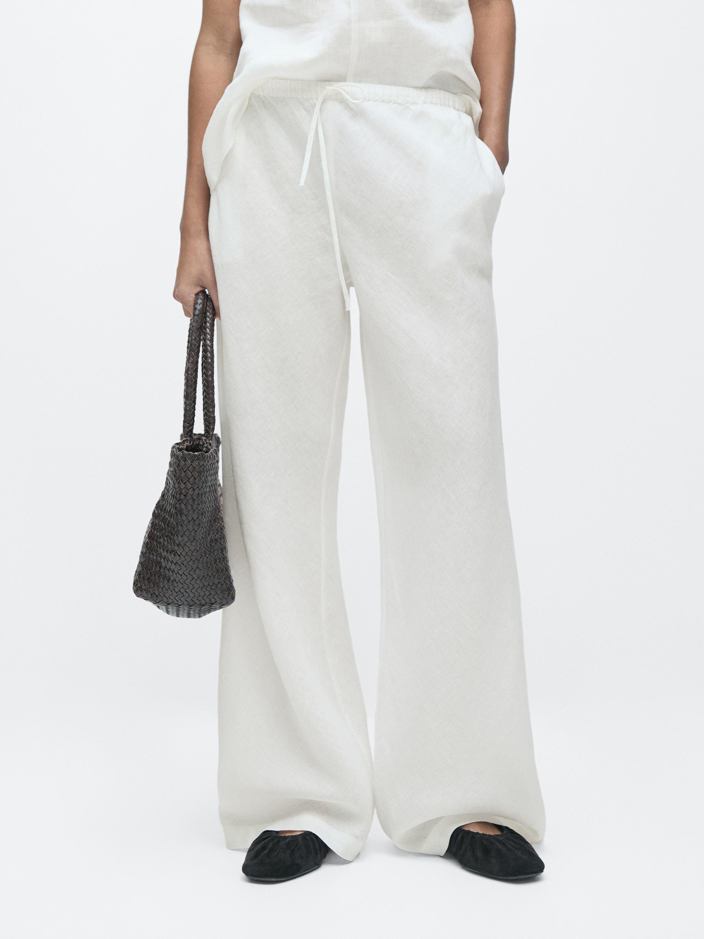 Pantalón cintura elástica 100% lino