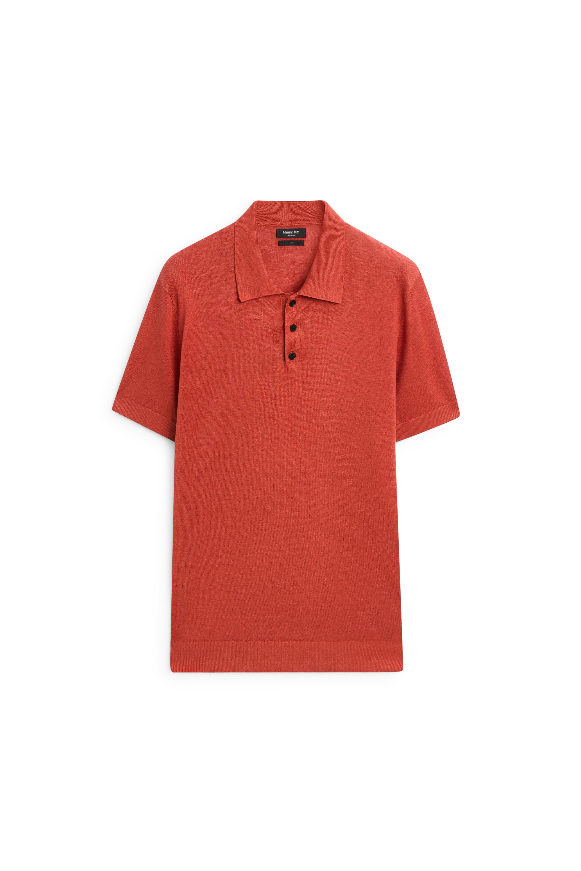 100% linen knit polo shirt — ORANGE