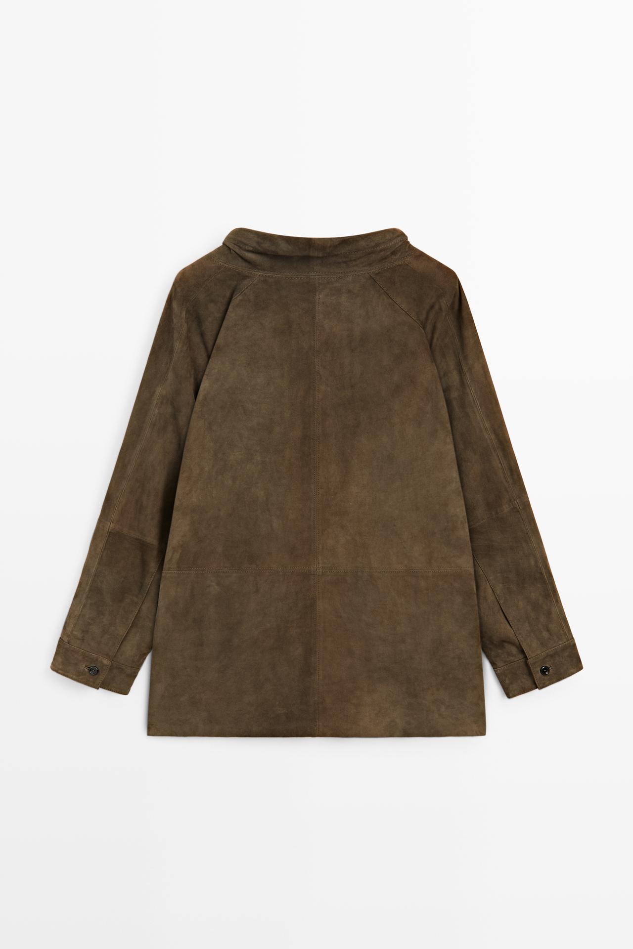 Suede high neck shirt — KHAKI
