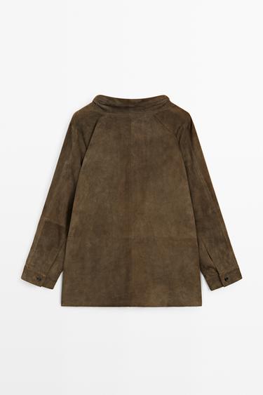 Suede high neck shirt — KHAKI 6