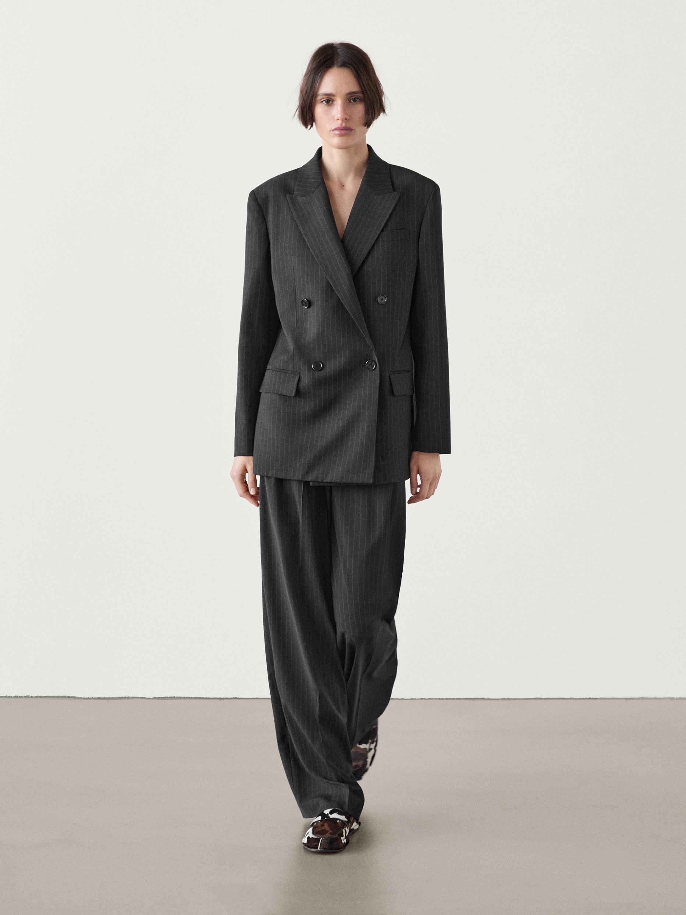 Double-breasted pinstripe blazer