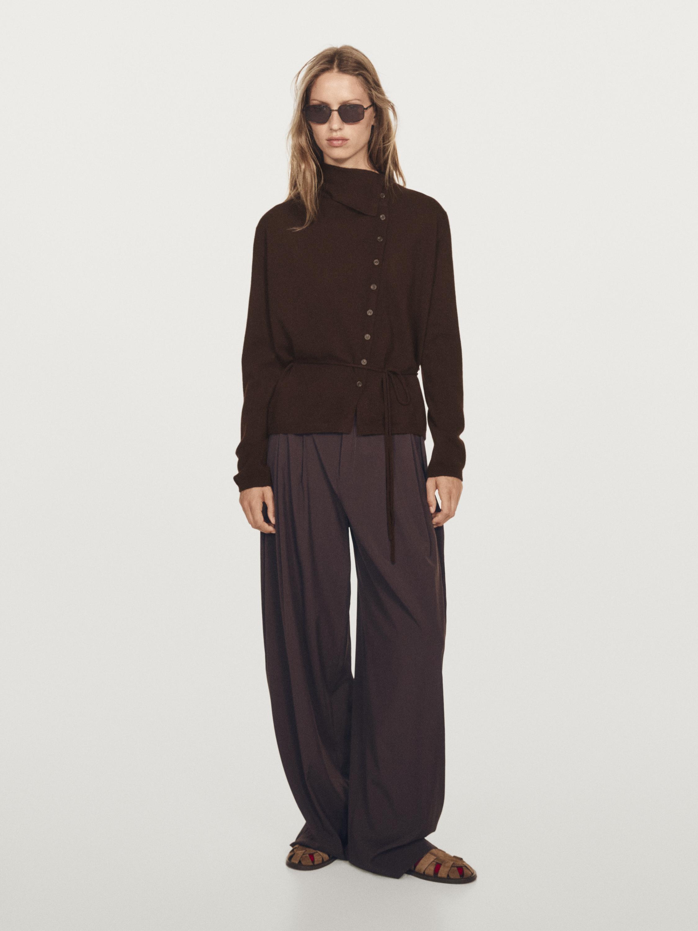 100% cashmere roll neck cardigan