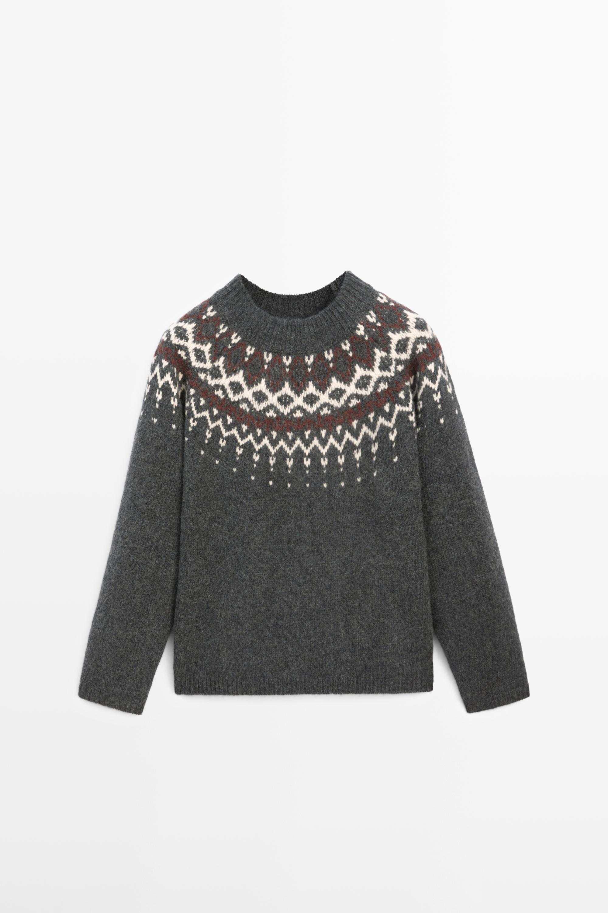 Pull en maille jacquard 100 % laine