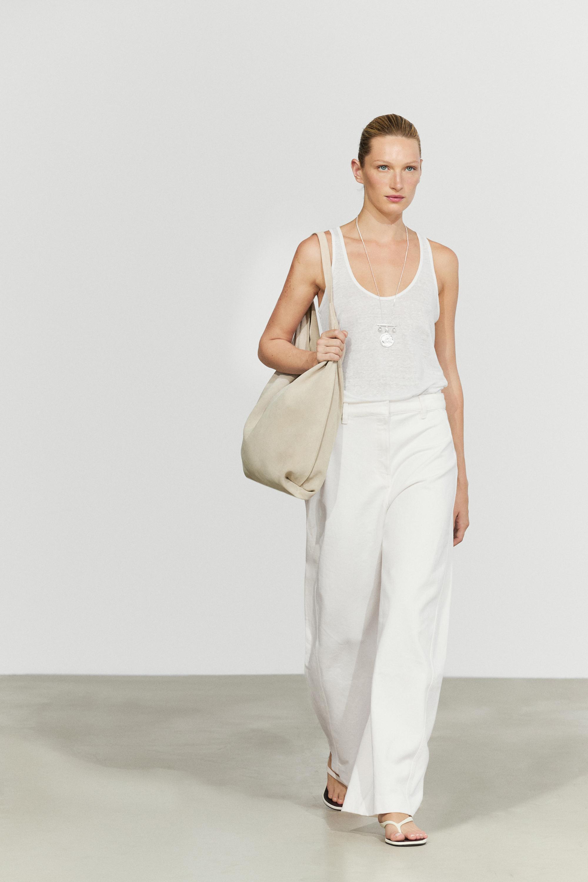 100% cotton barrel-fit pants — Off white