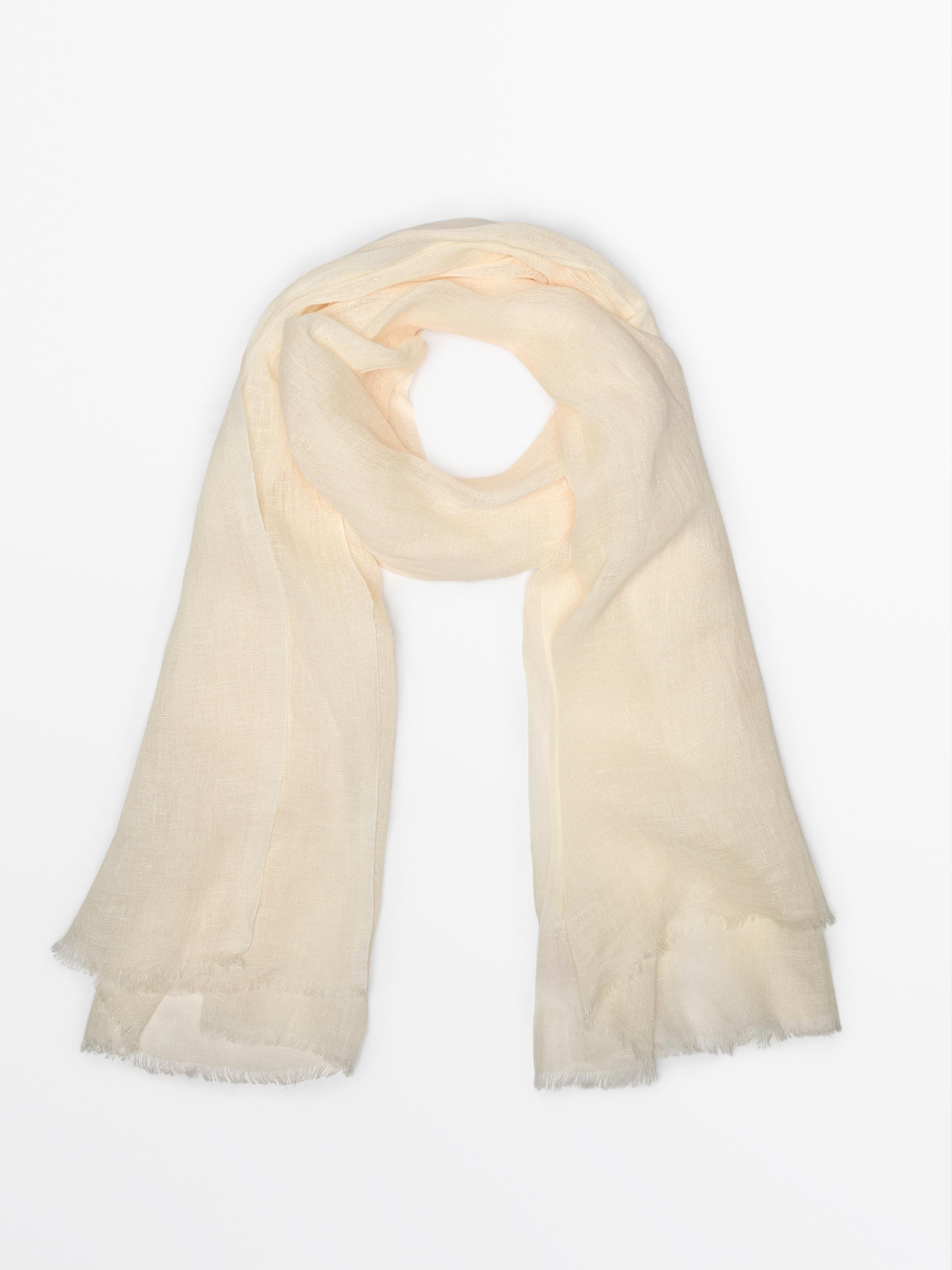 Plain 100% linen scarf — CREAM