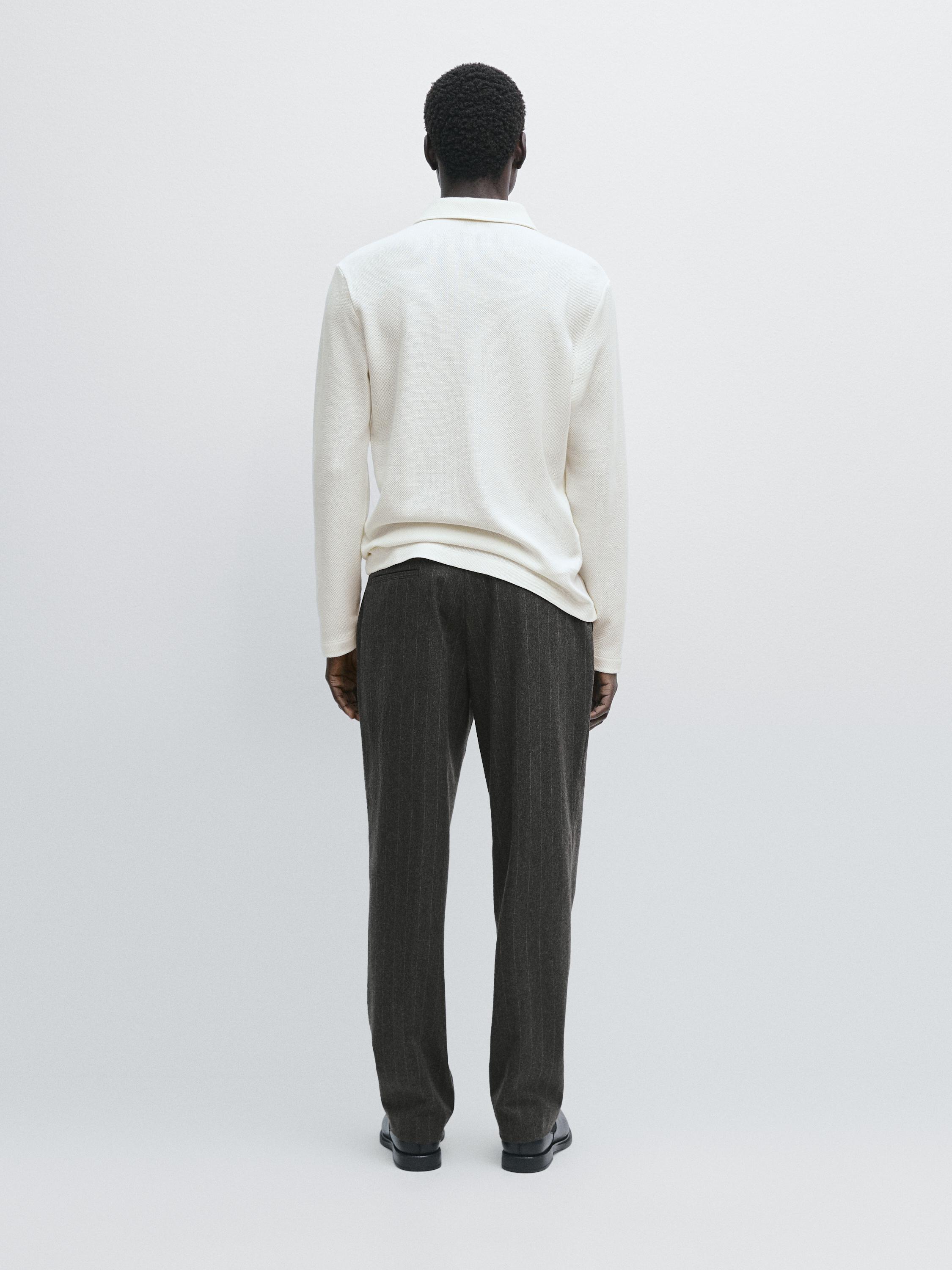 Textured long sleeve polo shirt