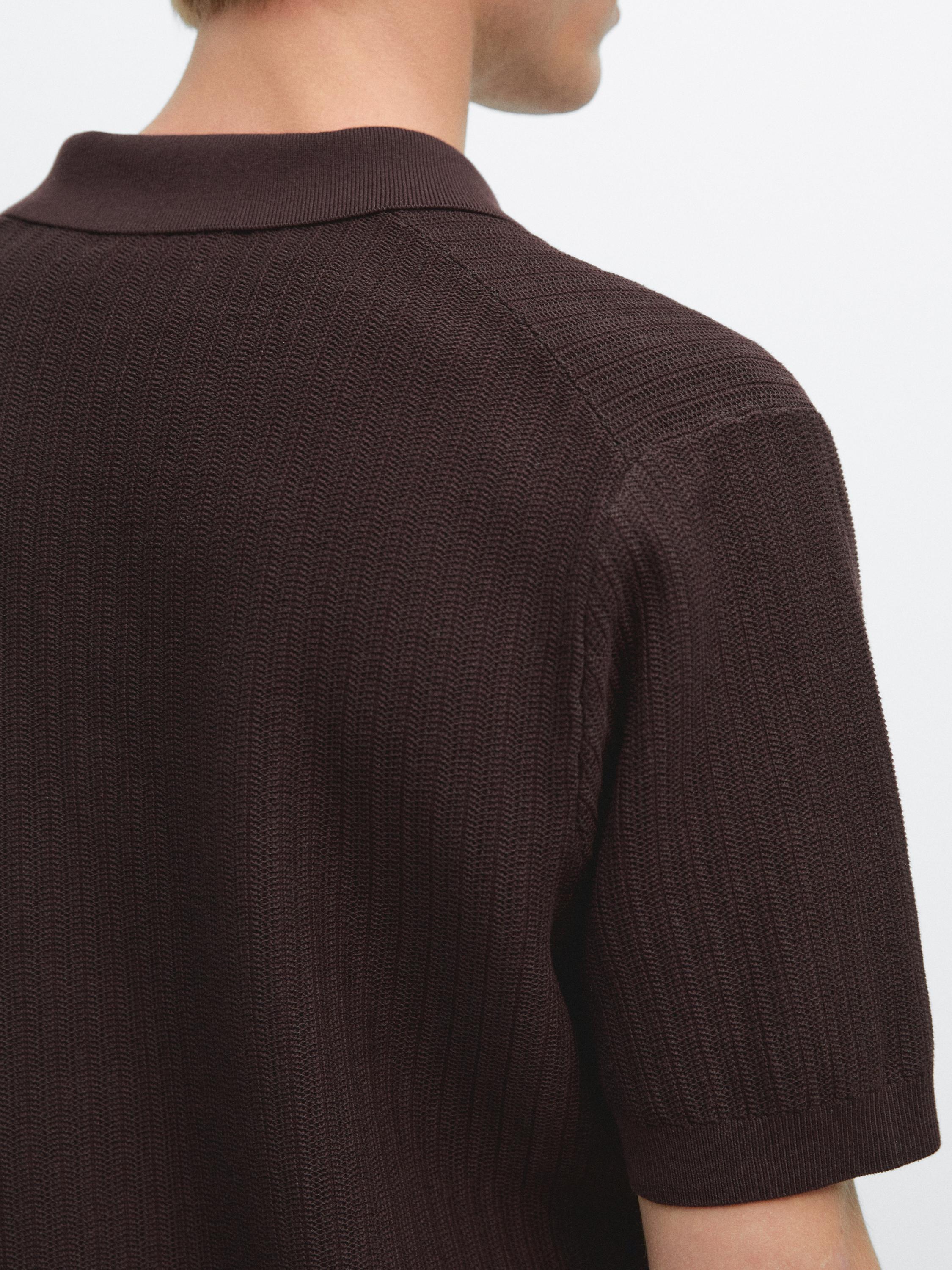Jacquard knit polo sweater — BURGUNDY