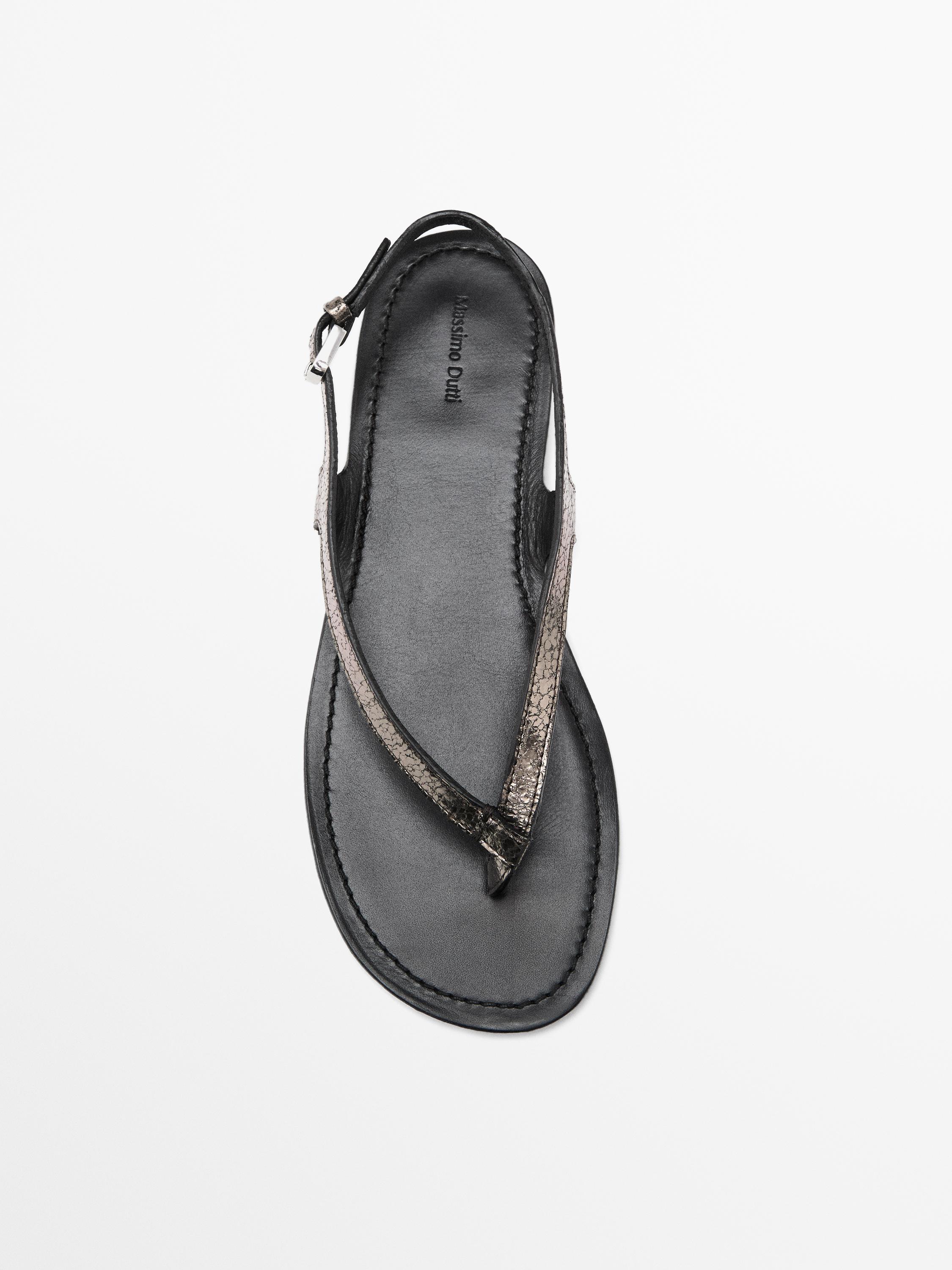 Metallic flat sandals