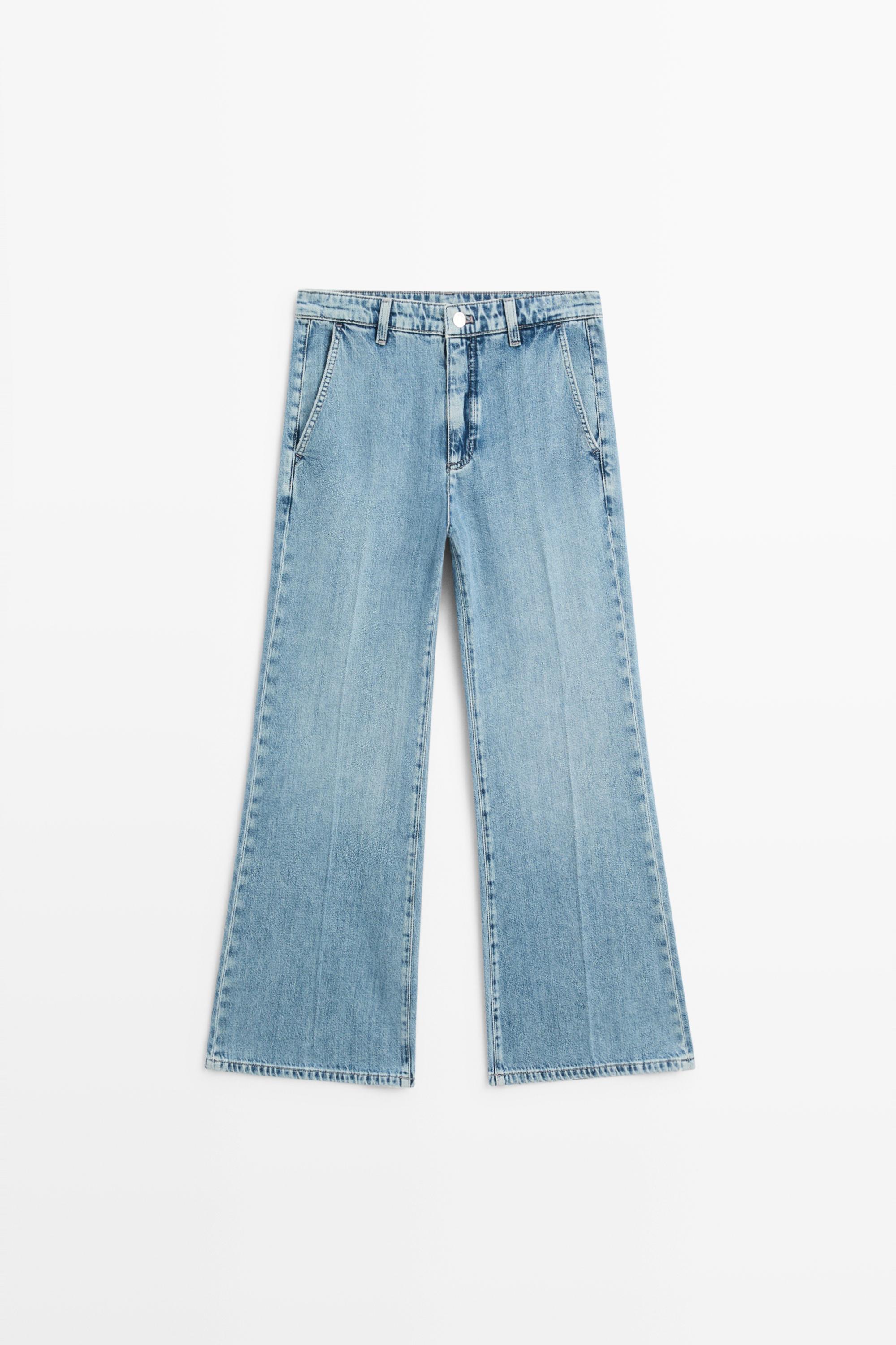 High-waist cropped flare jeans — Light Blue