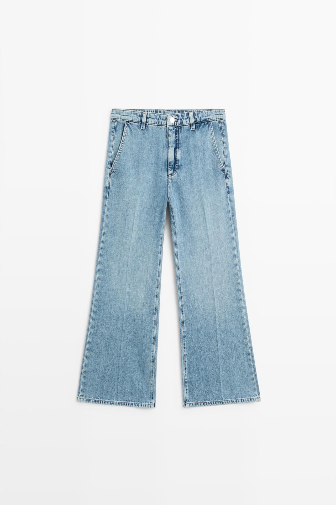 High-waist cropped flare jeans — Light Blue