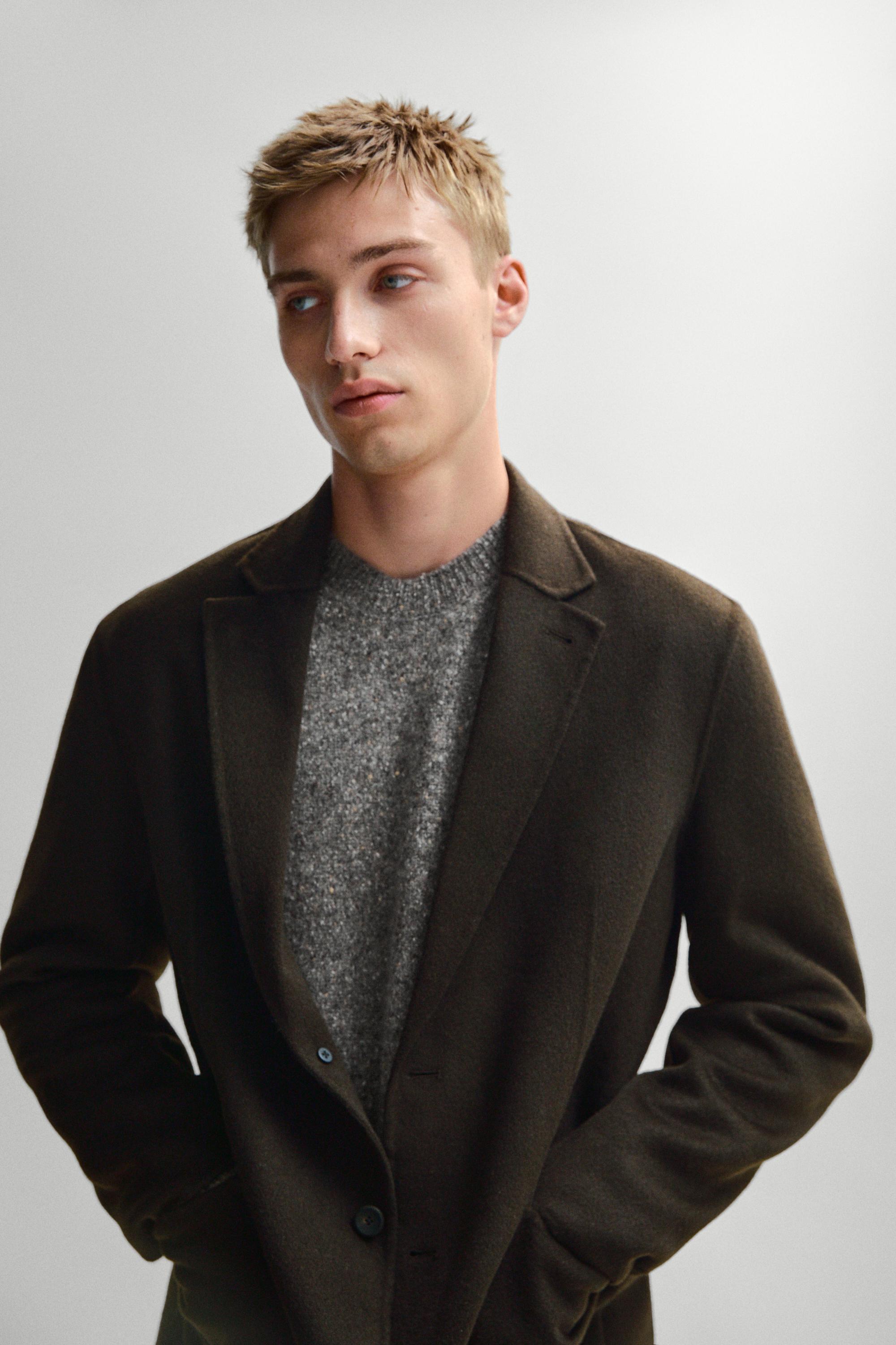 Double-layer wool blend blazer — Chocolate