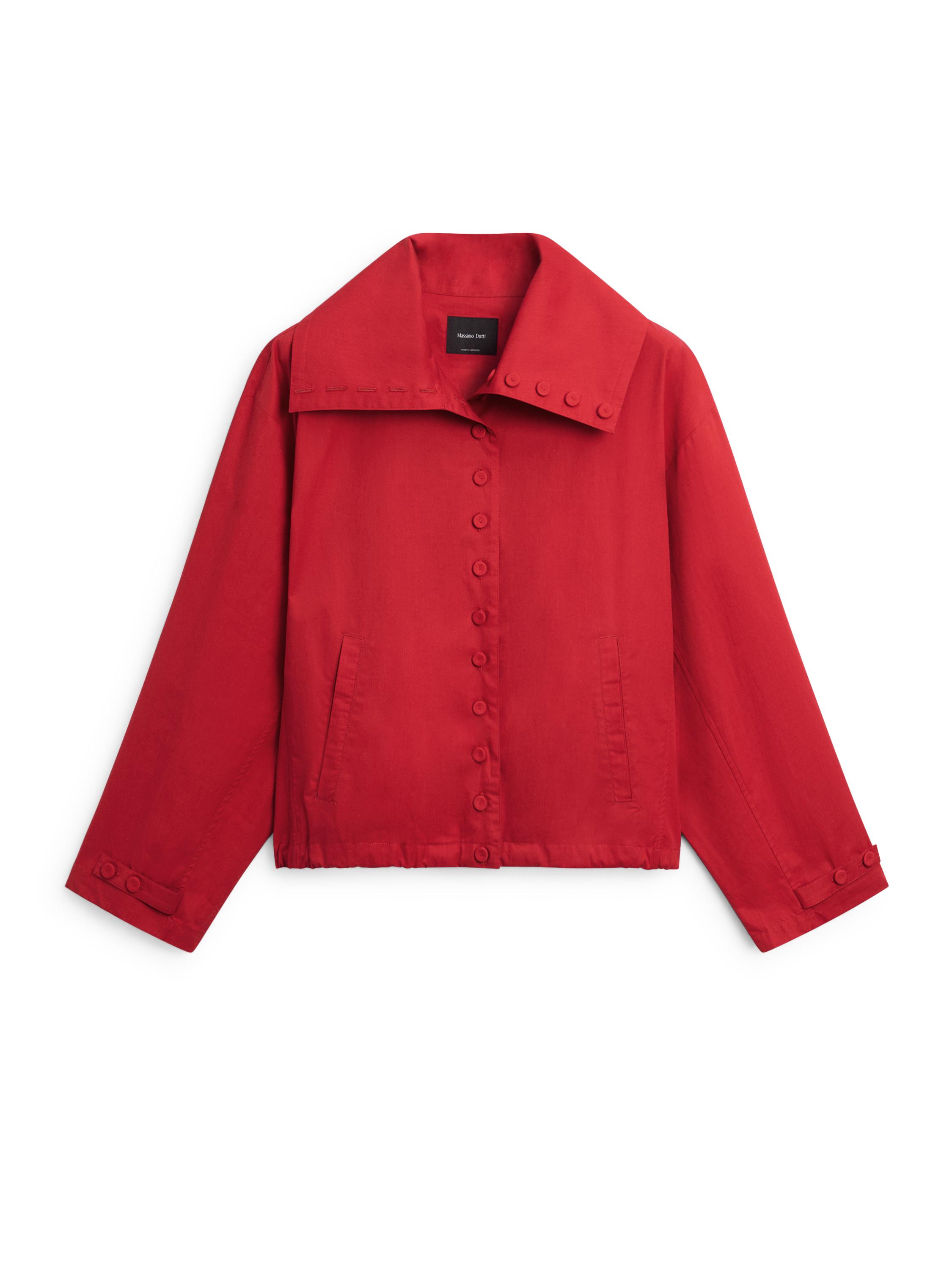 Lightweight cotton jacket with button details — BRIGHT RED