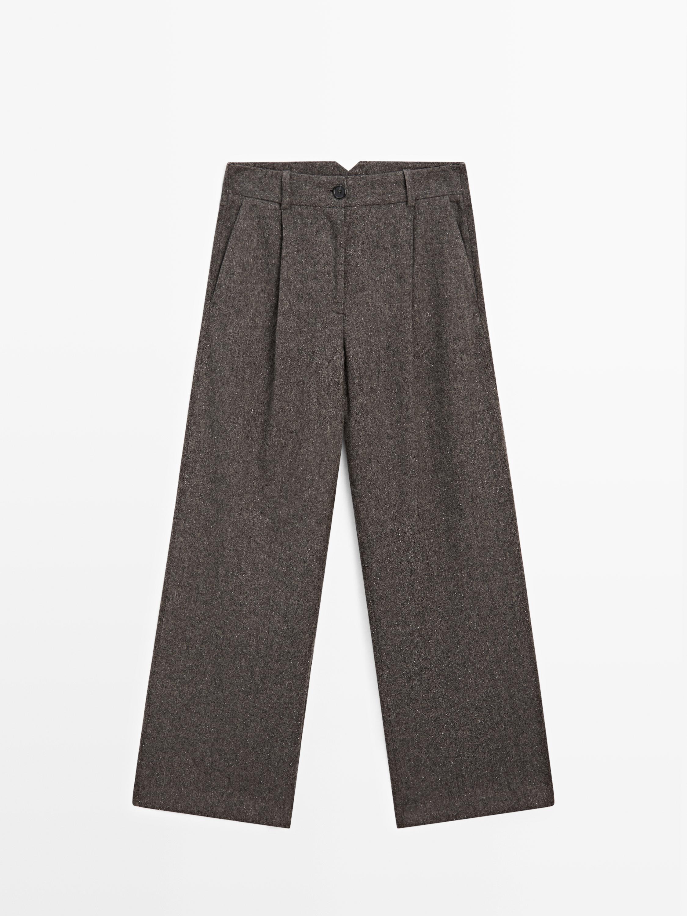 Knickerbocker yarn effect suit trousers