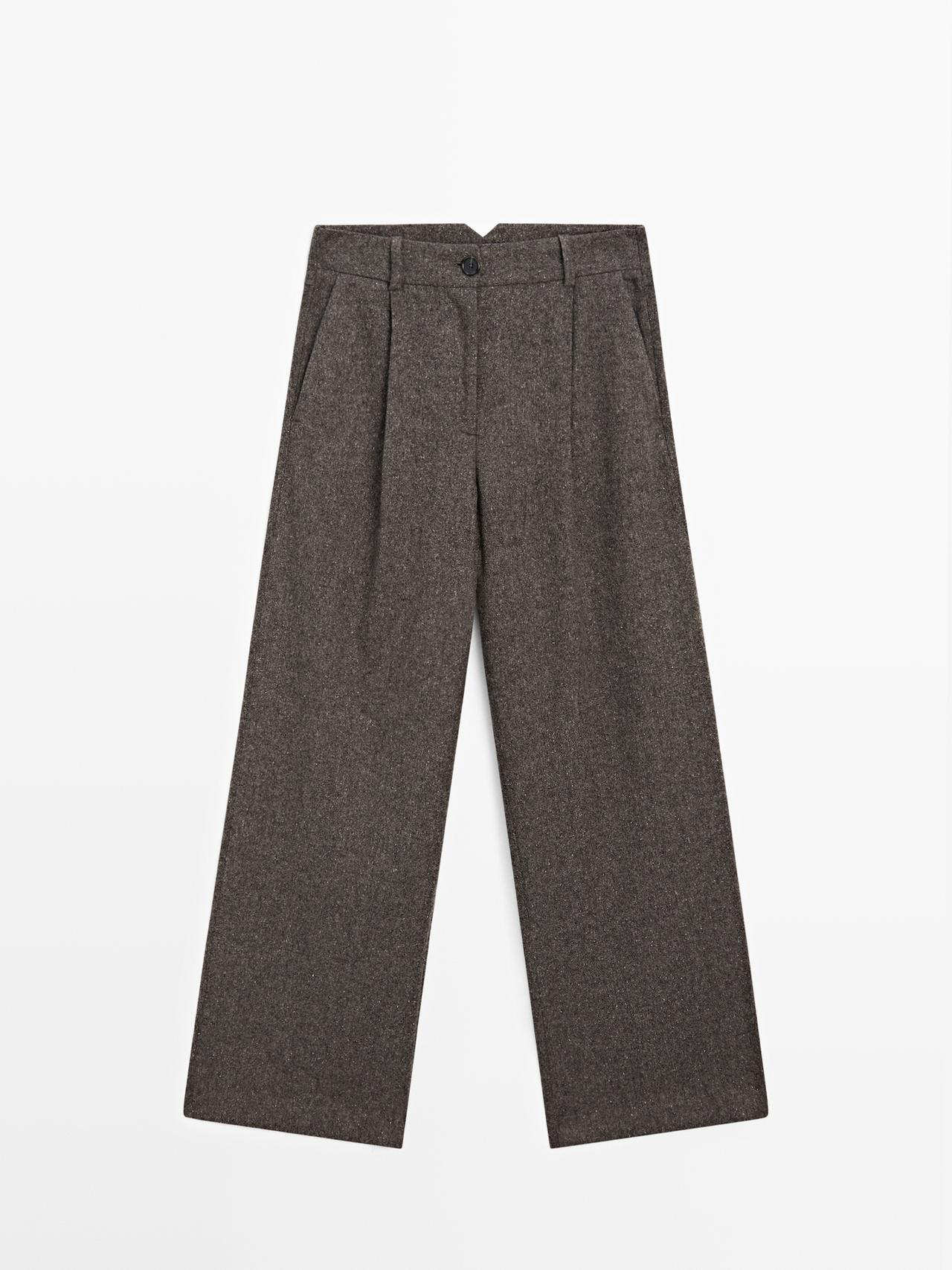 Massimo Dutti - Dame - Habitbukser Med Knickerbocker-Garn - Chokolade - 34
