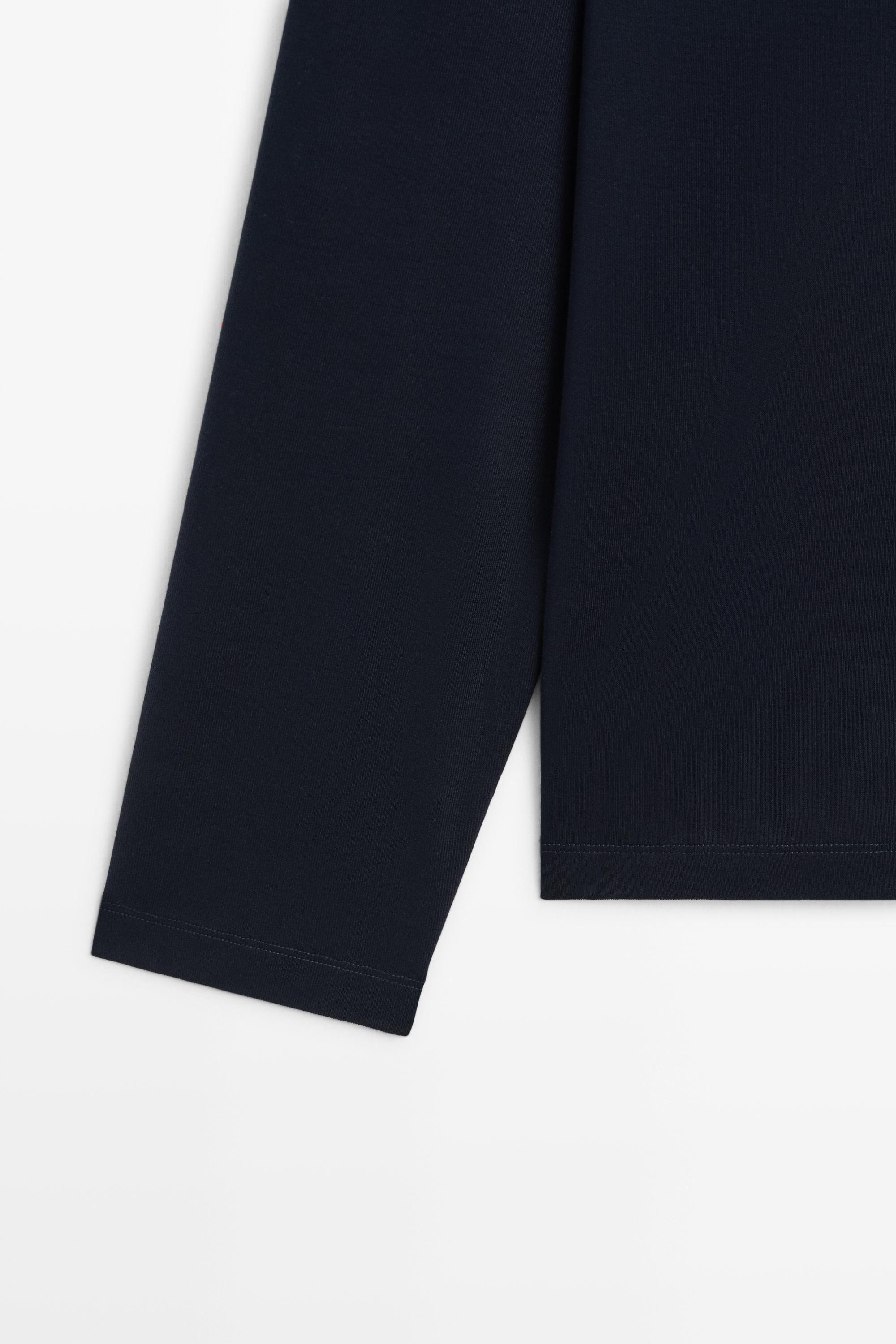 100% cotton long sleeve henley T-shirt — NAVY BLUE