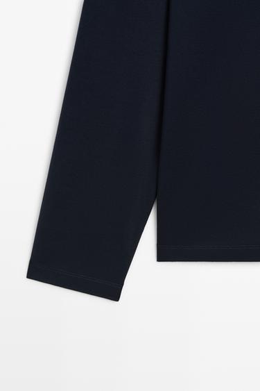 100% cotton long sleeve henley T-shirt — NAVY BLUE 7