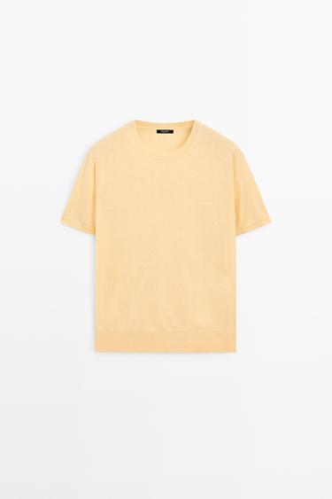 Short-sleeve fine-knit sweater — YELLOW 2