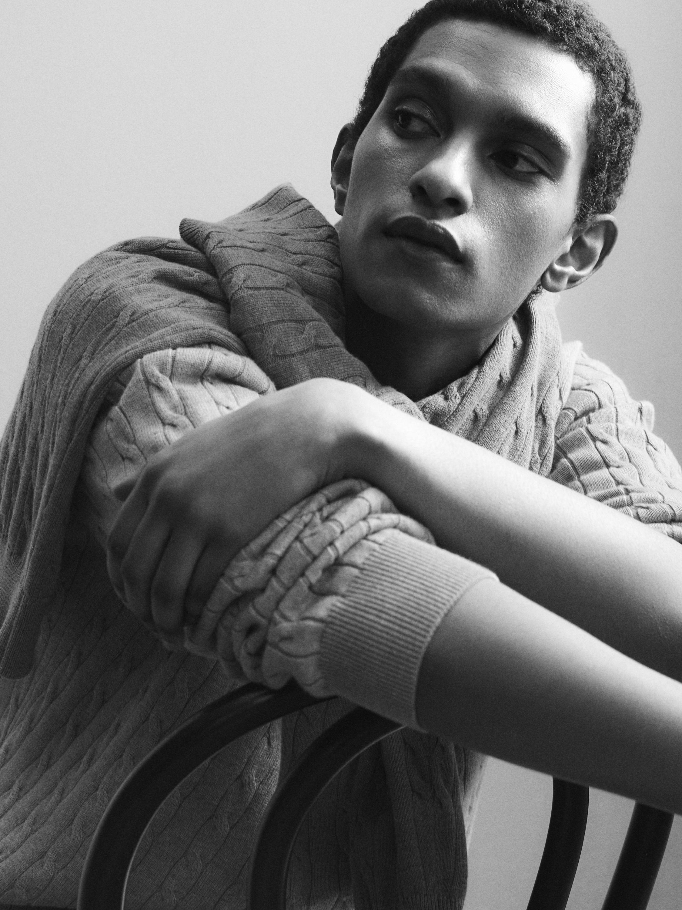 100% cotton cable-knit sweater — Washed
