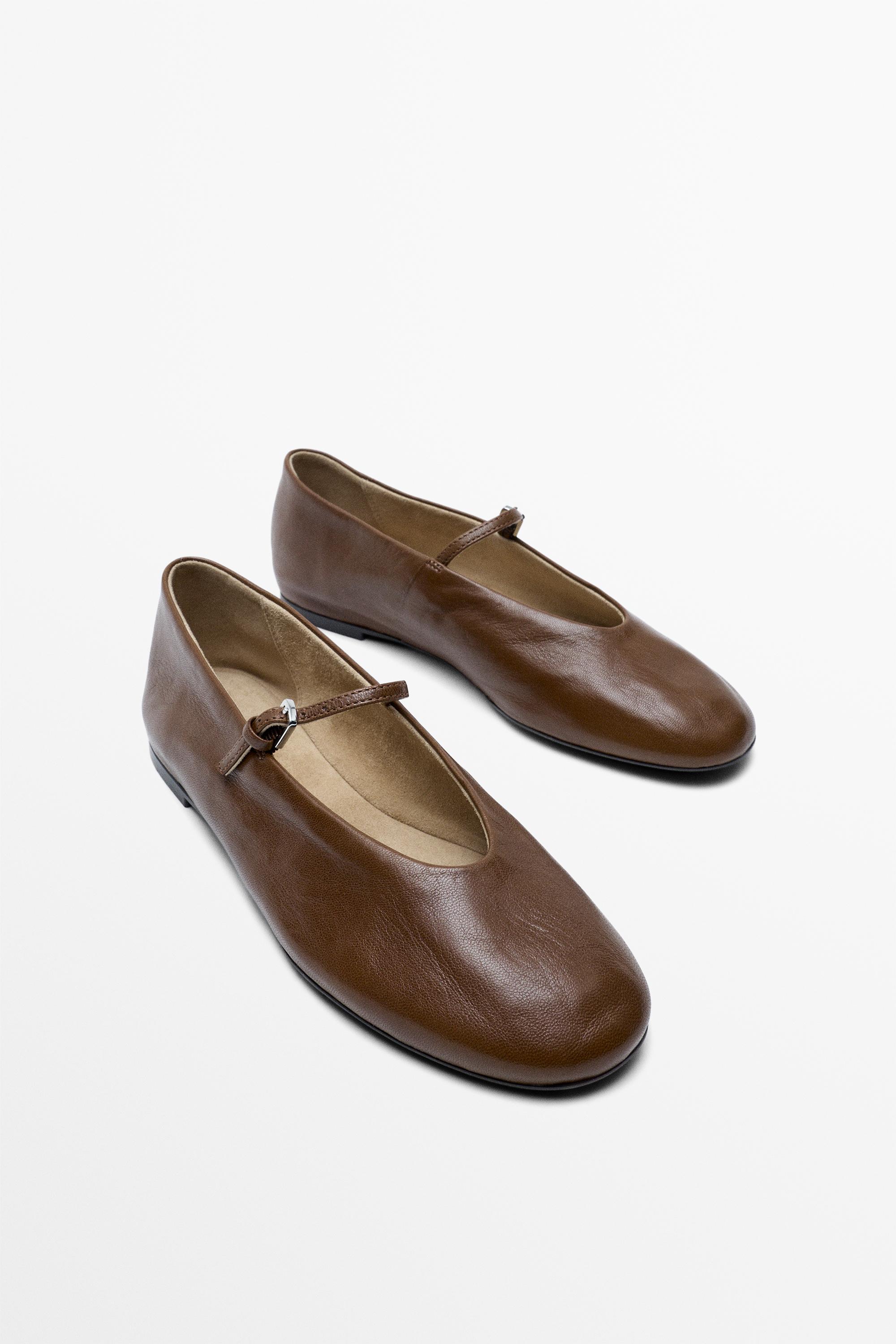 Soft leather ballerinas — HAZELNUT BROWN