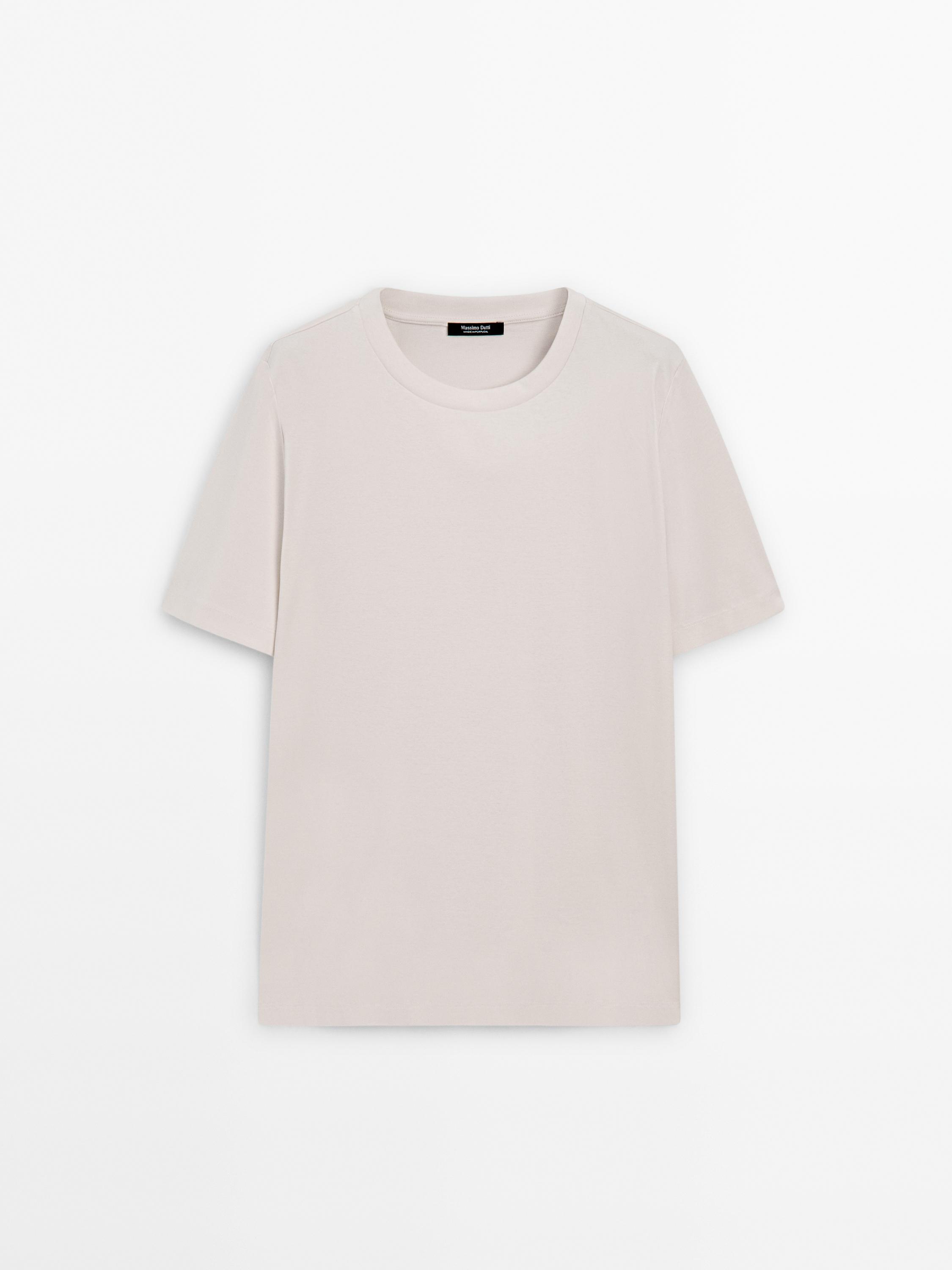 100% mercerised cotton T-shirt — CREAM