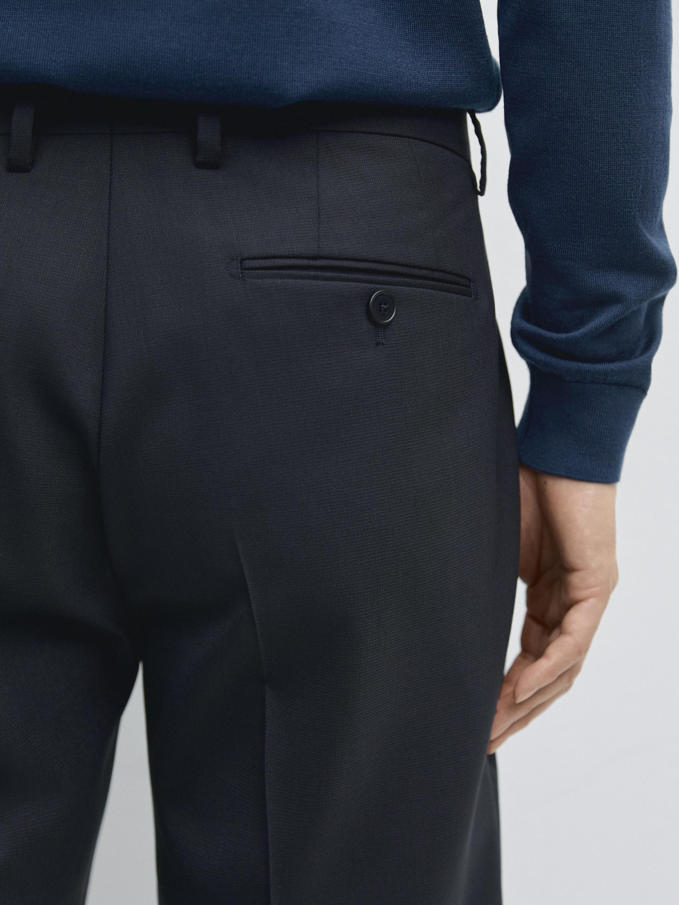 Cool wool blend suit trousers — NAVY BLUE