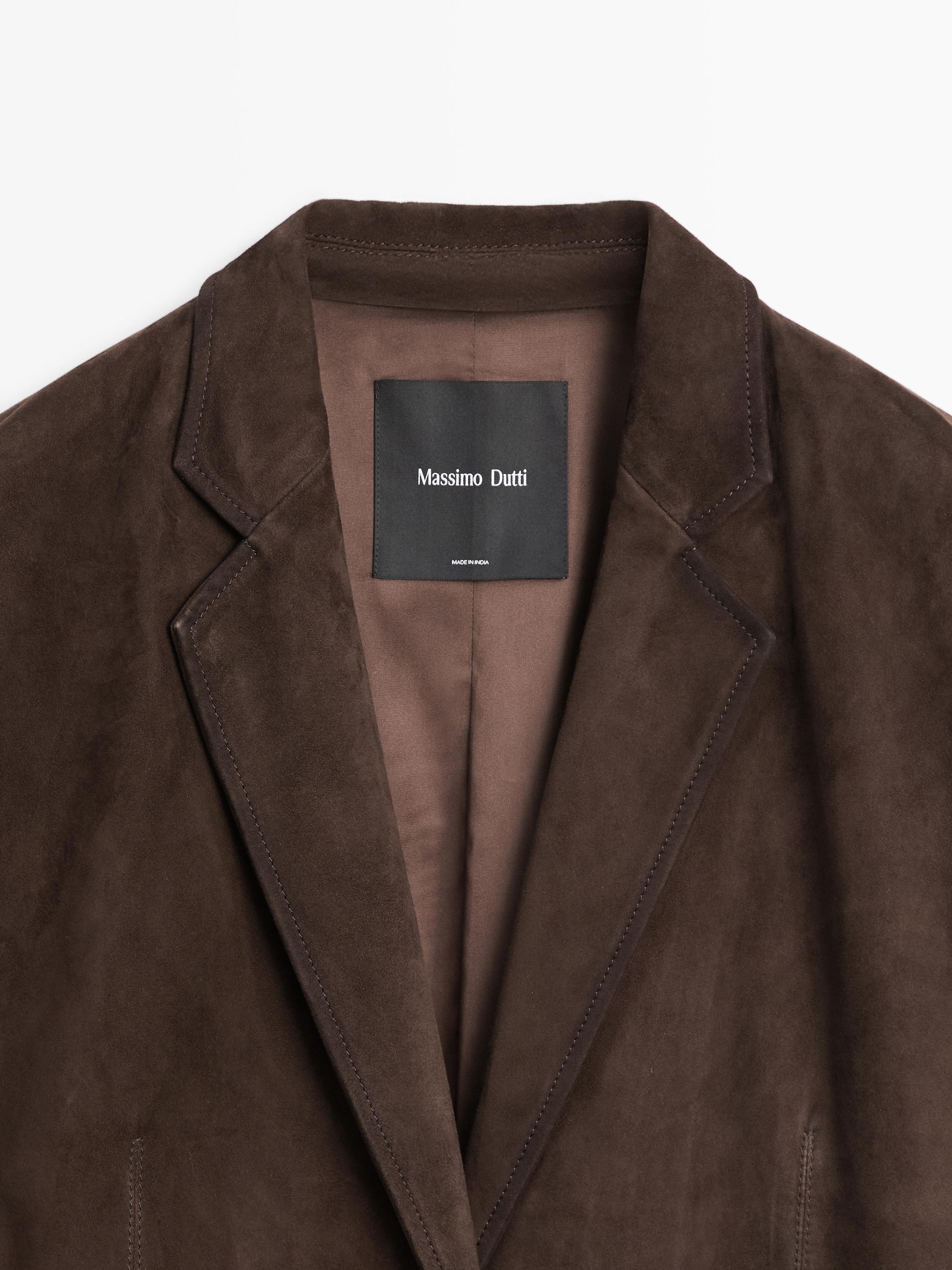 Uzun süet deri kaban