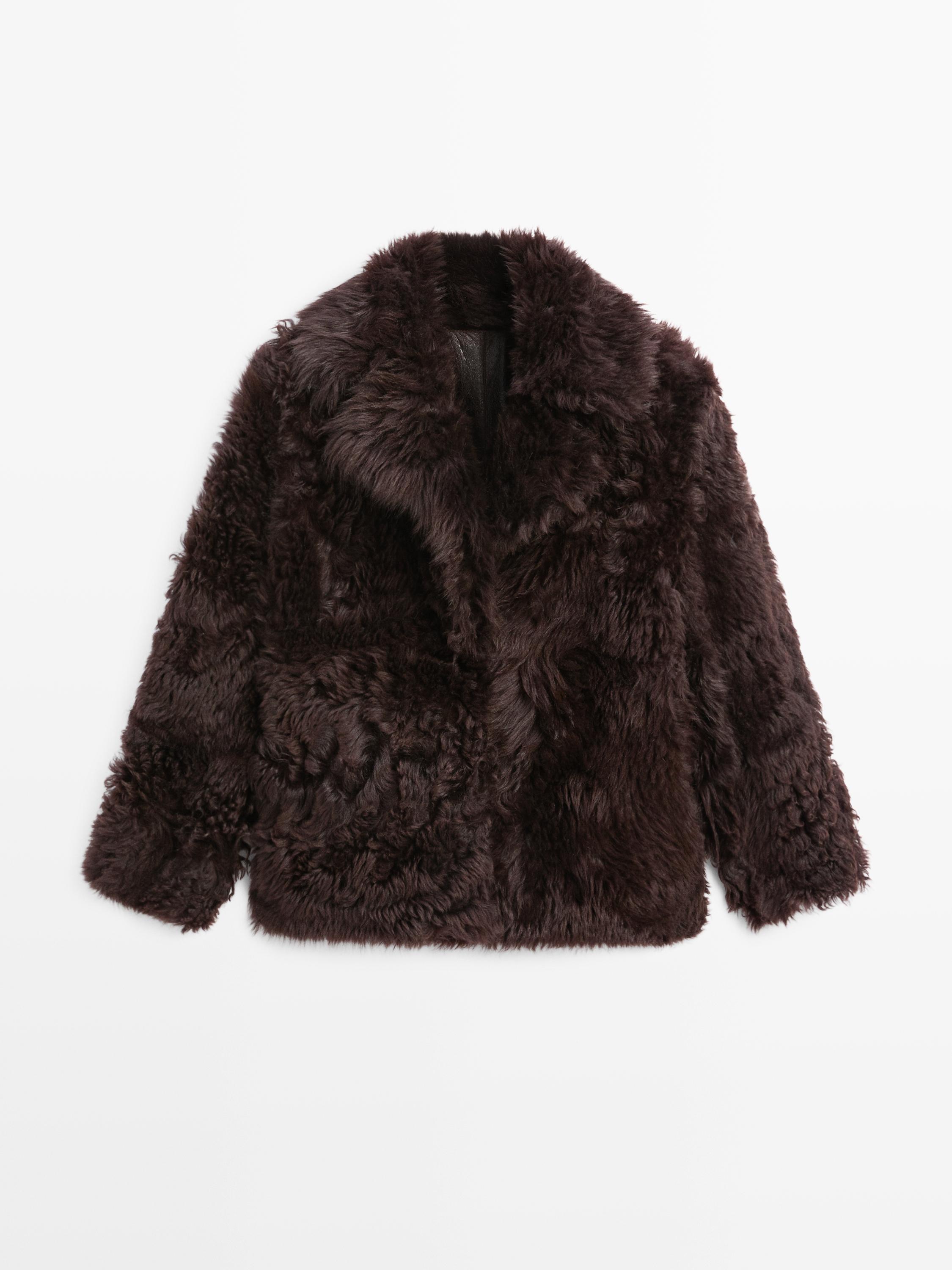 Sheepskin leather coat with lapel collar - STUDIO