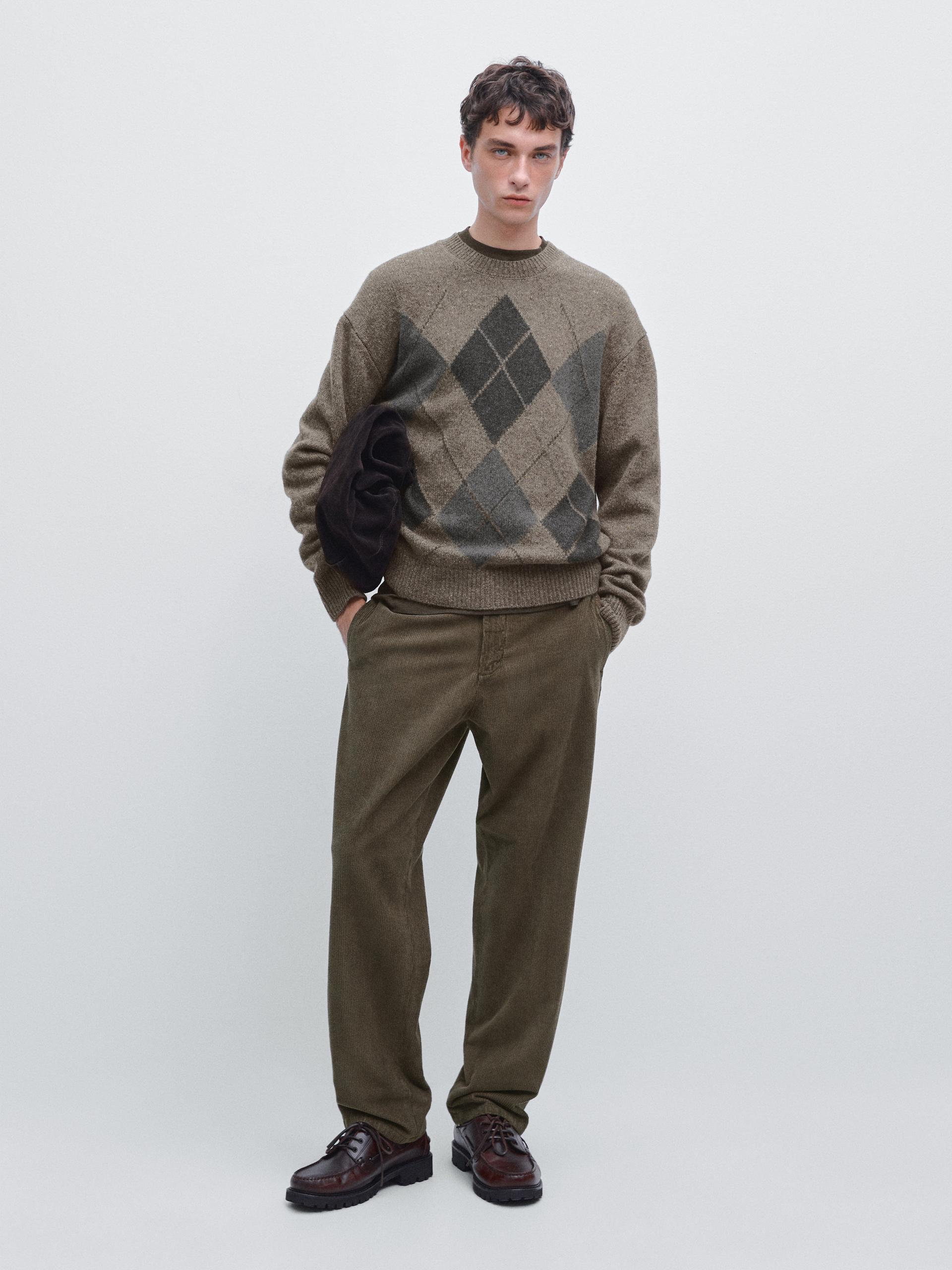 Pantaloni In Velluto A Costine Straight Fit - Marrone - M - Massimo Dutti - Maschile