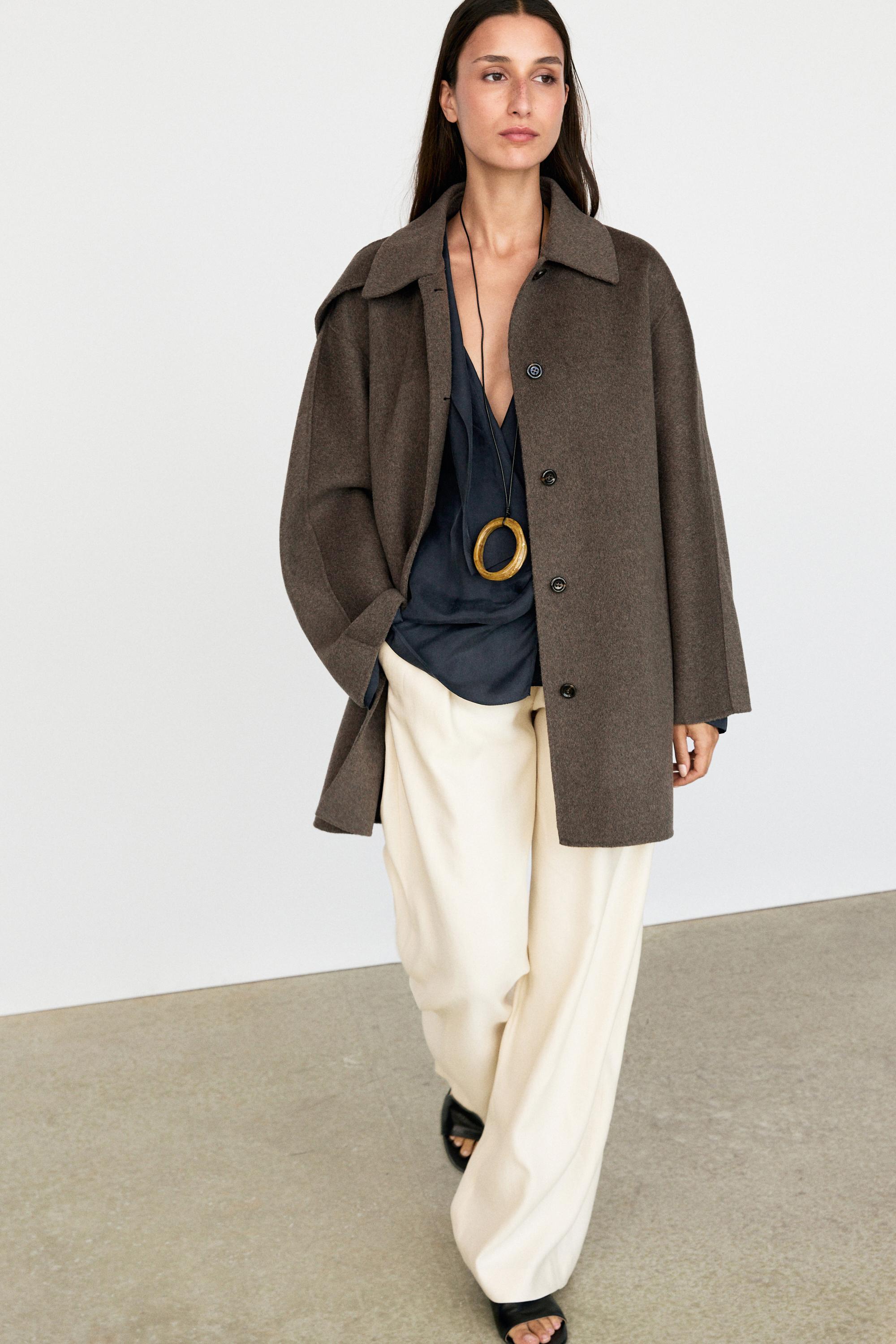 Melange wool blend coat — BROWN