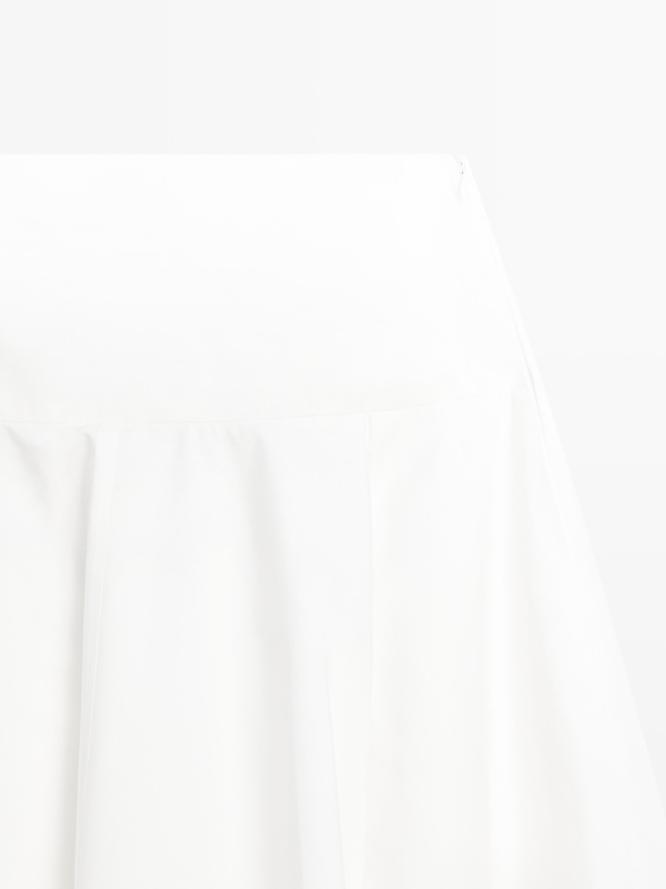 100% cotton midi skirt with yoke detail — WHITE