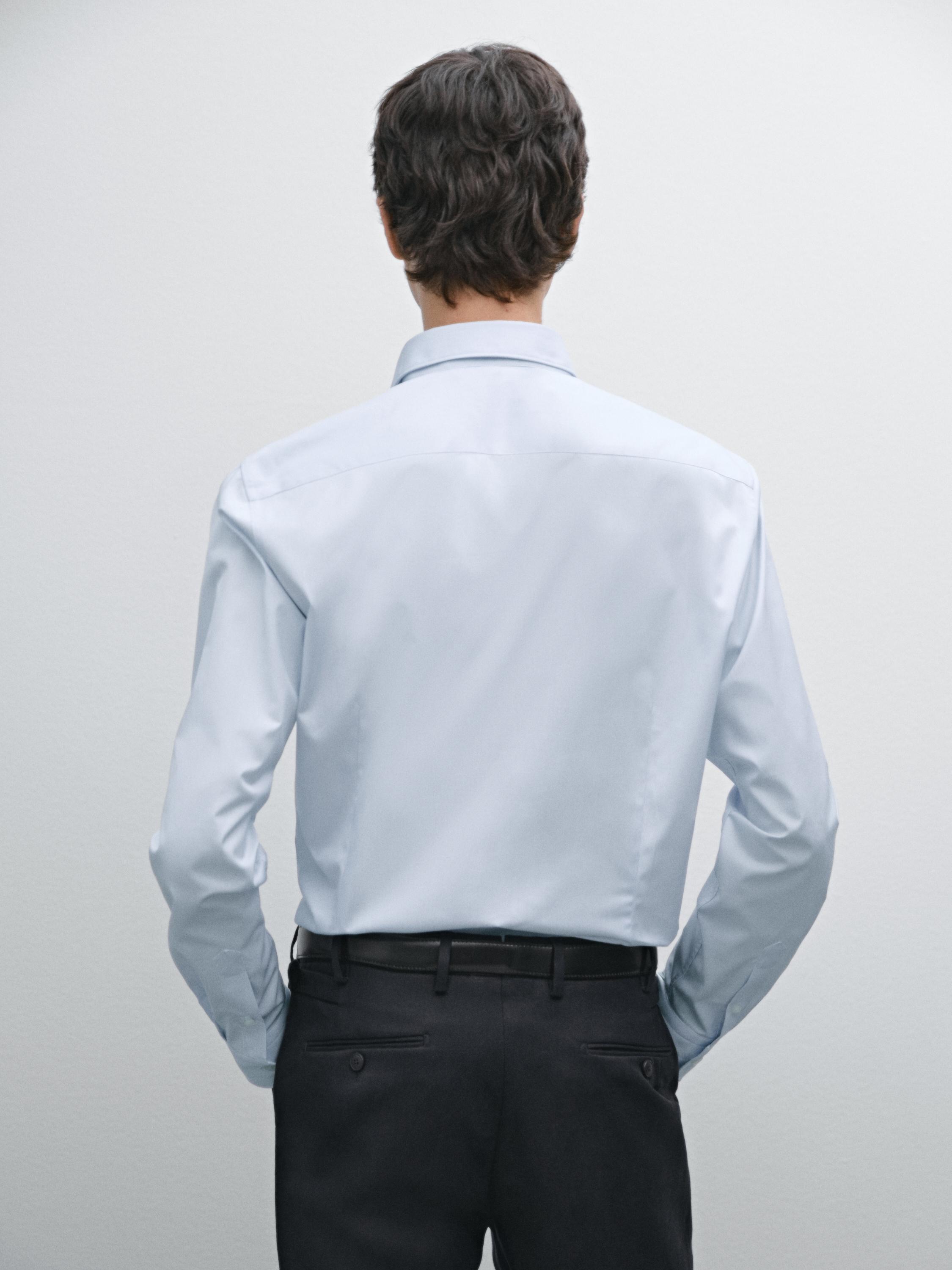 Slim fit striped cotton shirt