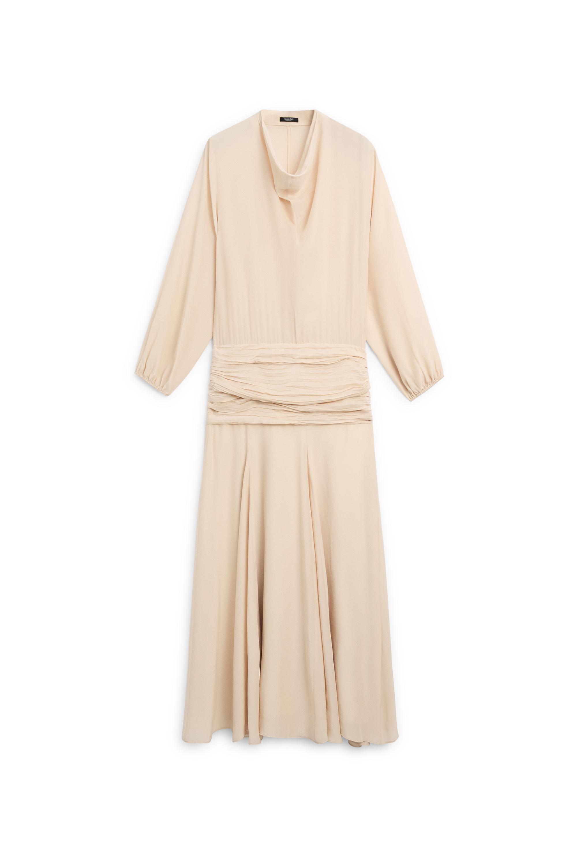 Long flowing dress with ruffle detail — CHAMPAGNE
