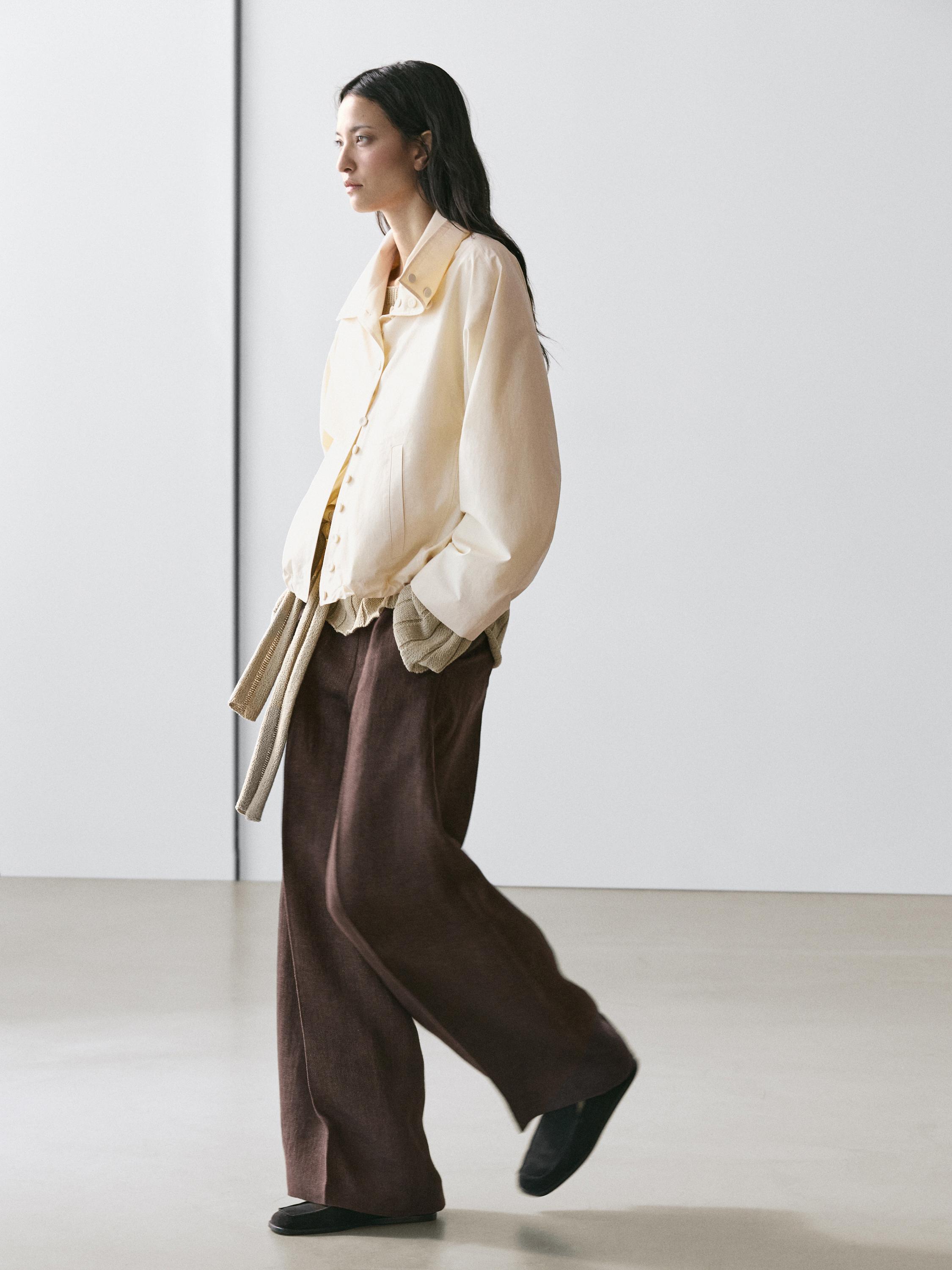 Flowing linen suit trousers — BROWN