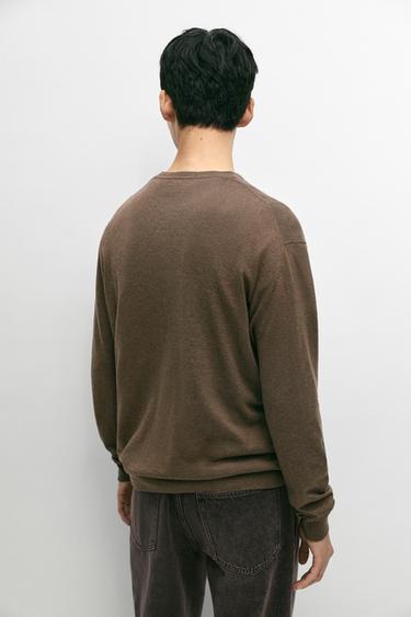 Cotton blend V-neck knit sweater — CAREY 5