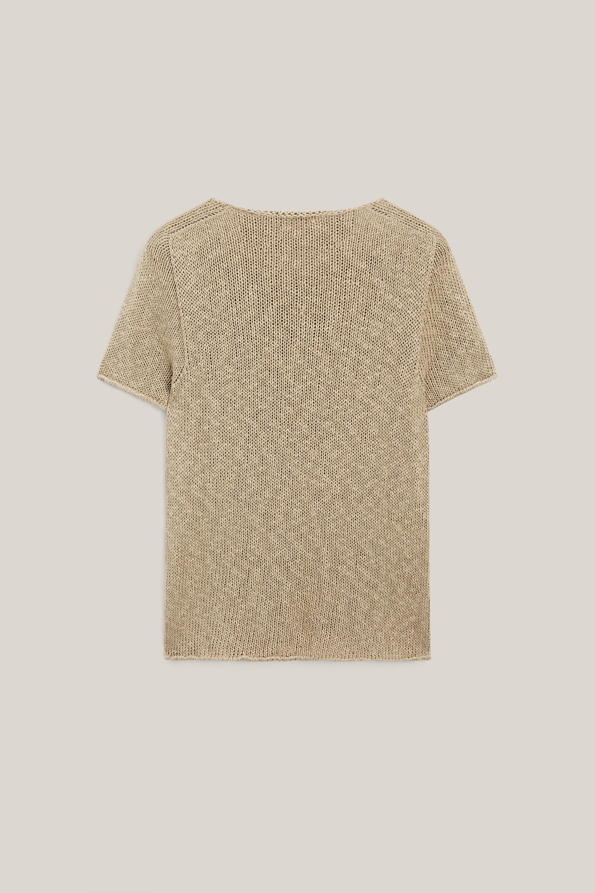 Textured short sleeve linen blend sweater - LIMITED EDITION — CAMEL