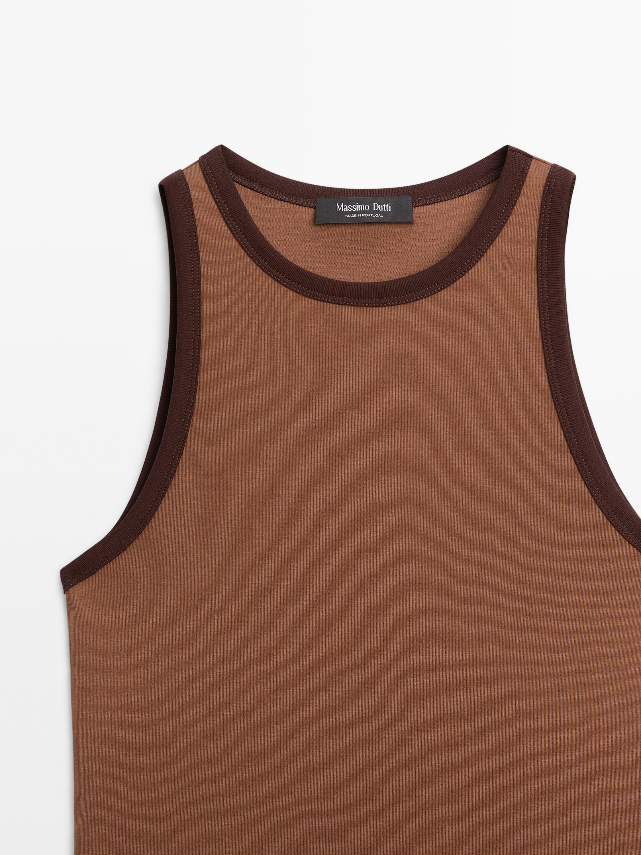 100% cotton halter top with contrast detail