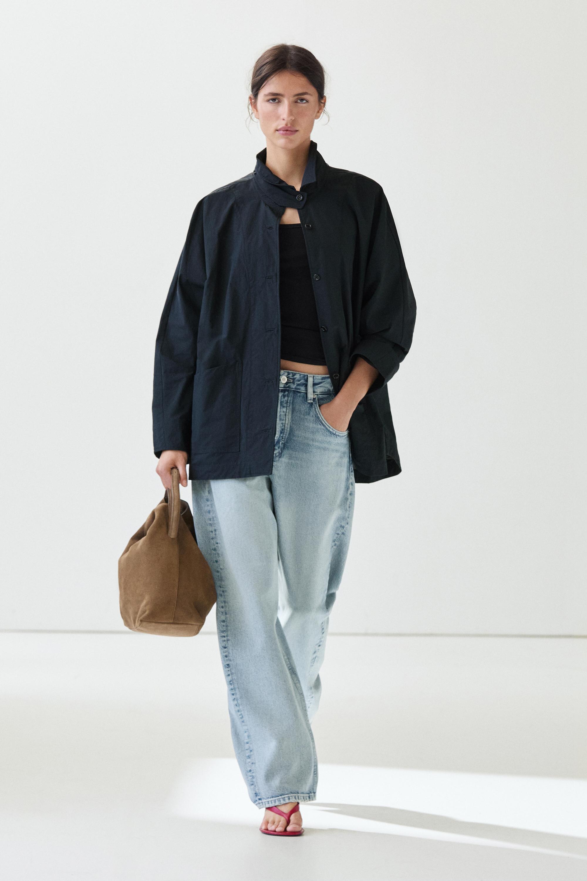 Jacket with buttoned collar strap — DEEP BLUE