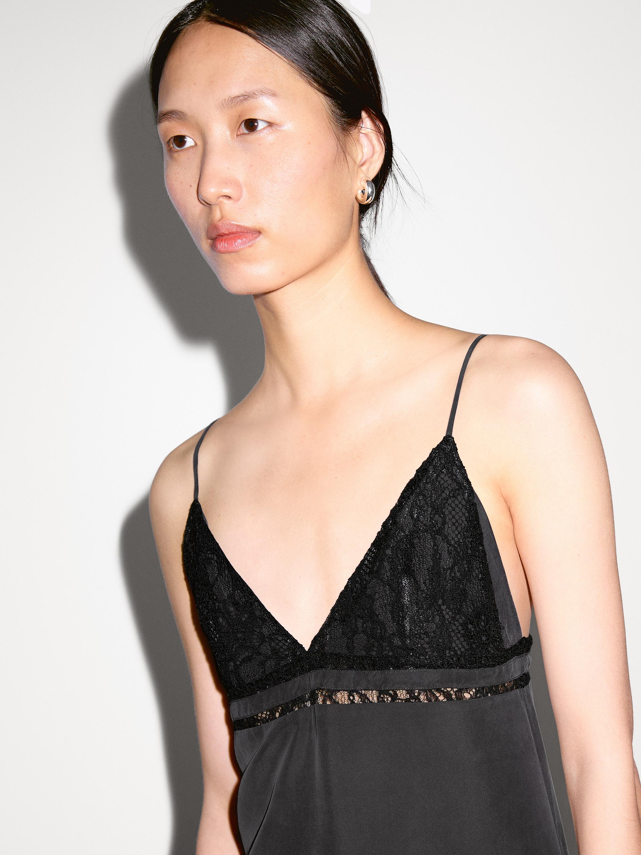 Midi šaty zo 100 % hodvábu s čipkou