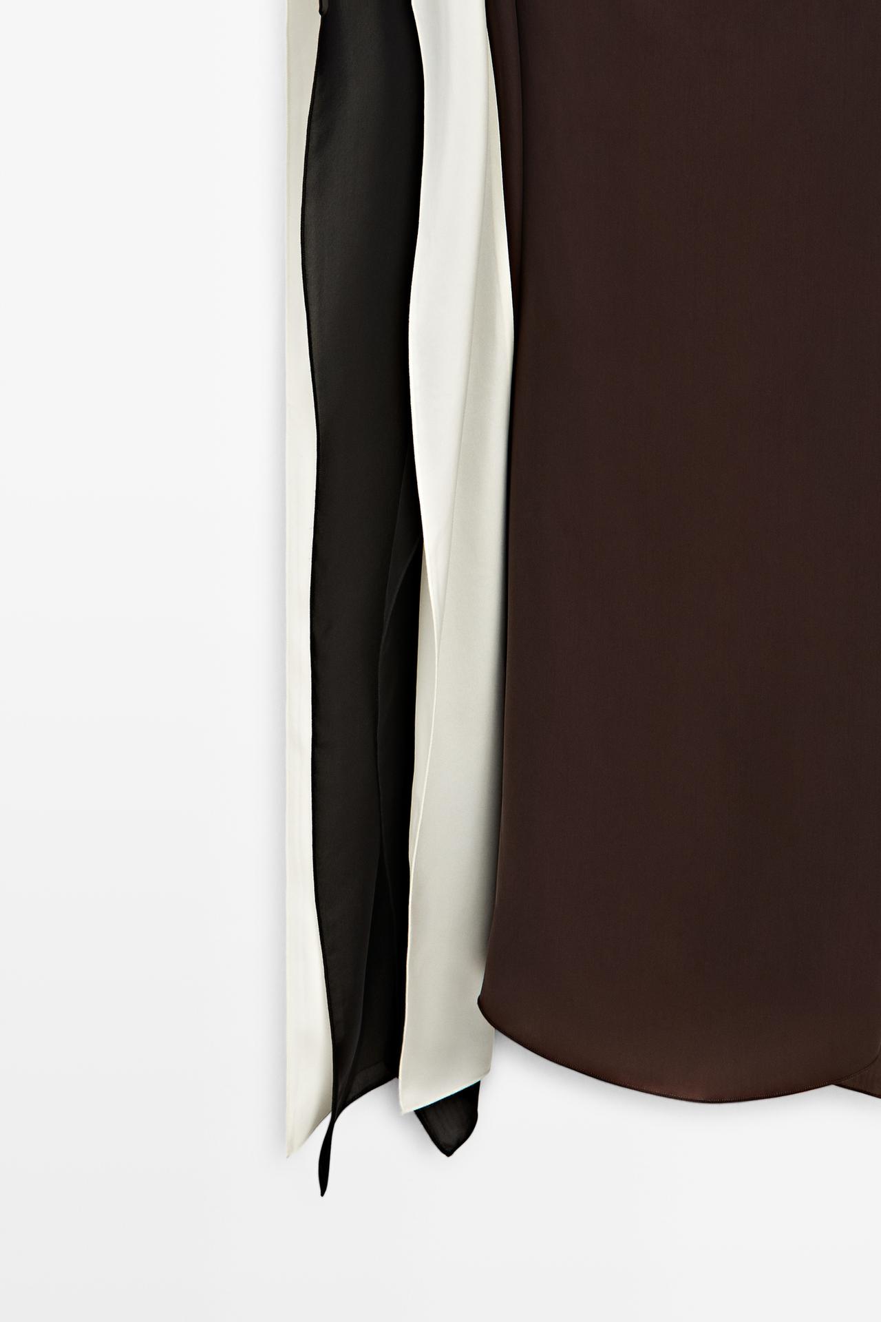 Flowing color-block midi dress — BROWN