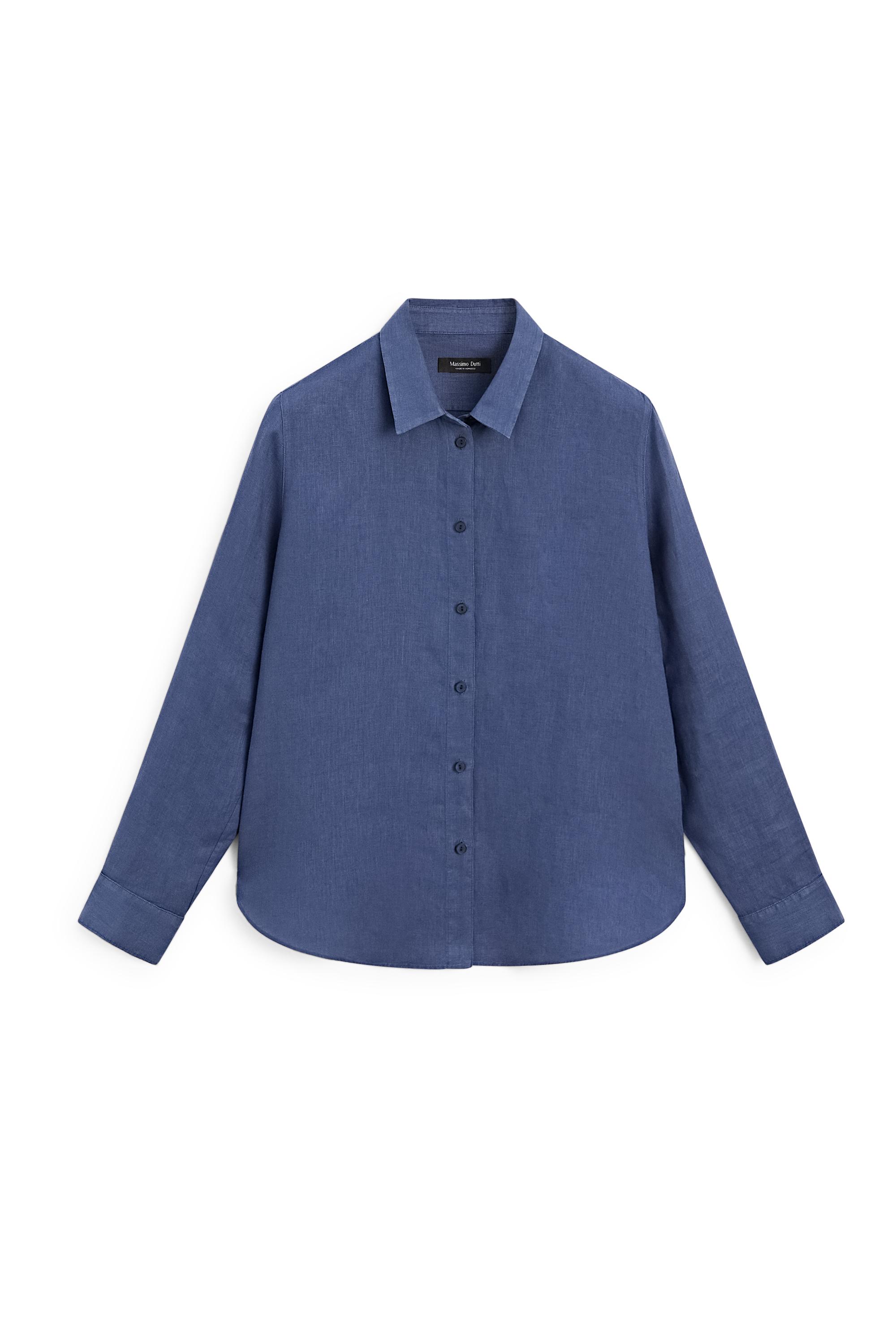Flowing 100% linen shirt — DEEP BLUE