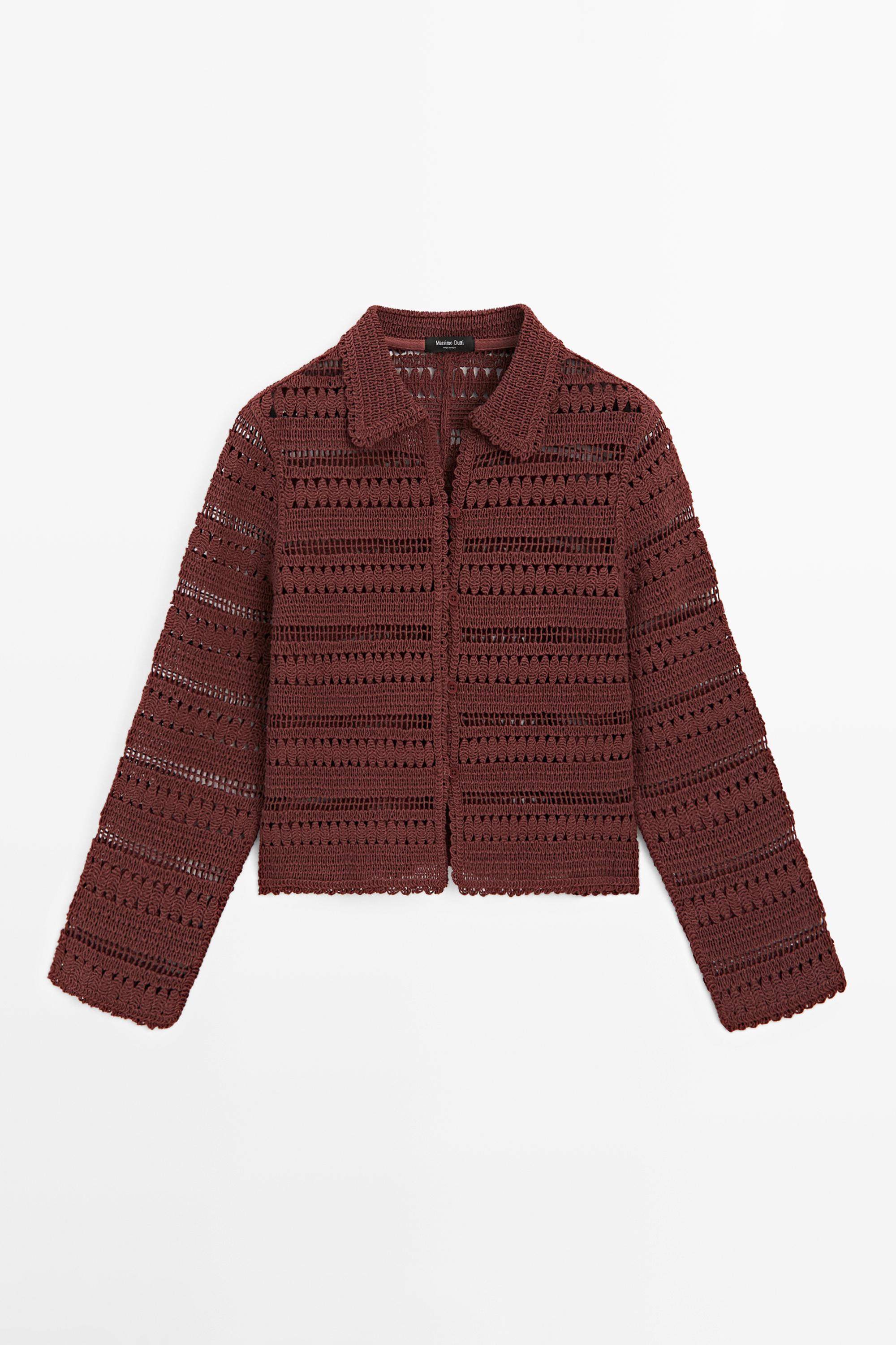Short cotton crochet jacket — RUSSET