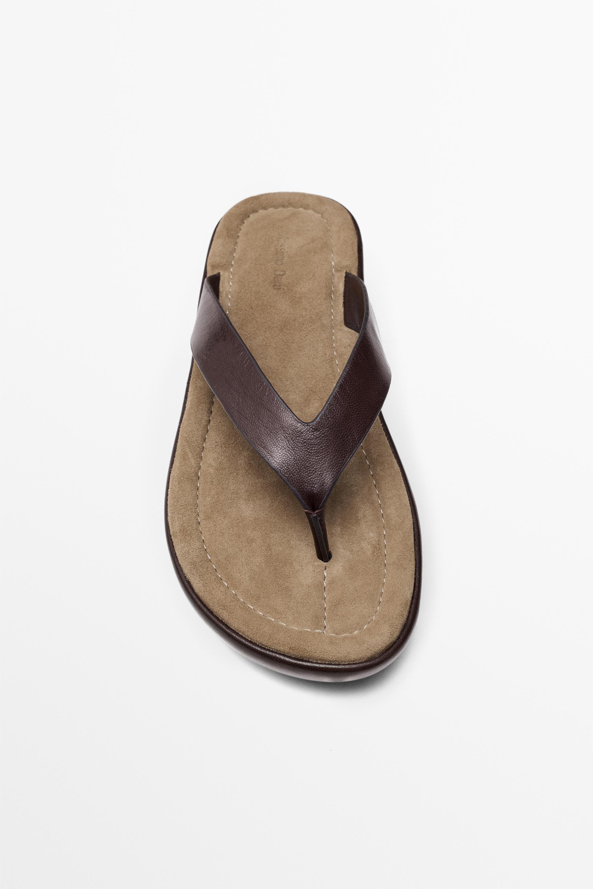 Leather platform sandals — BROWN