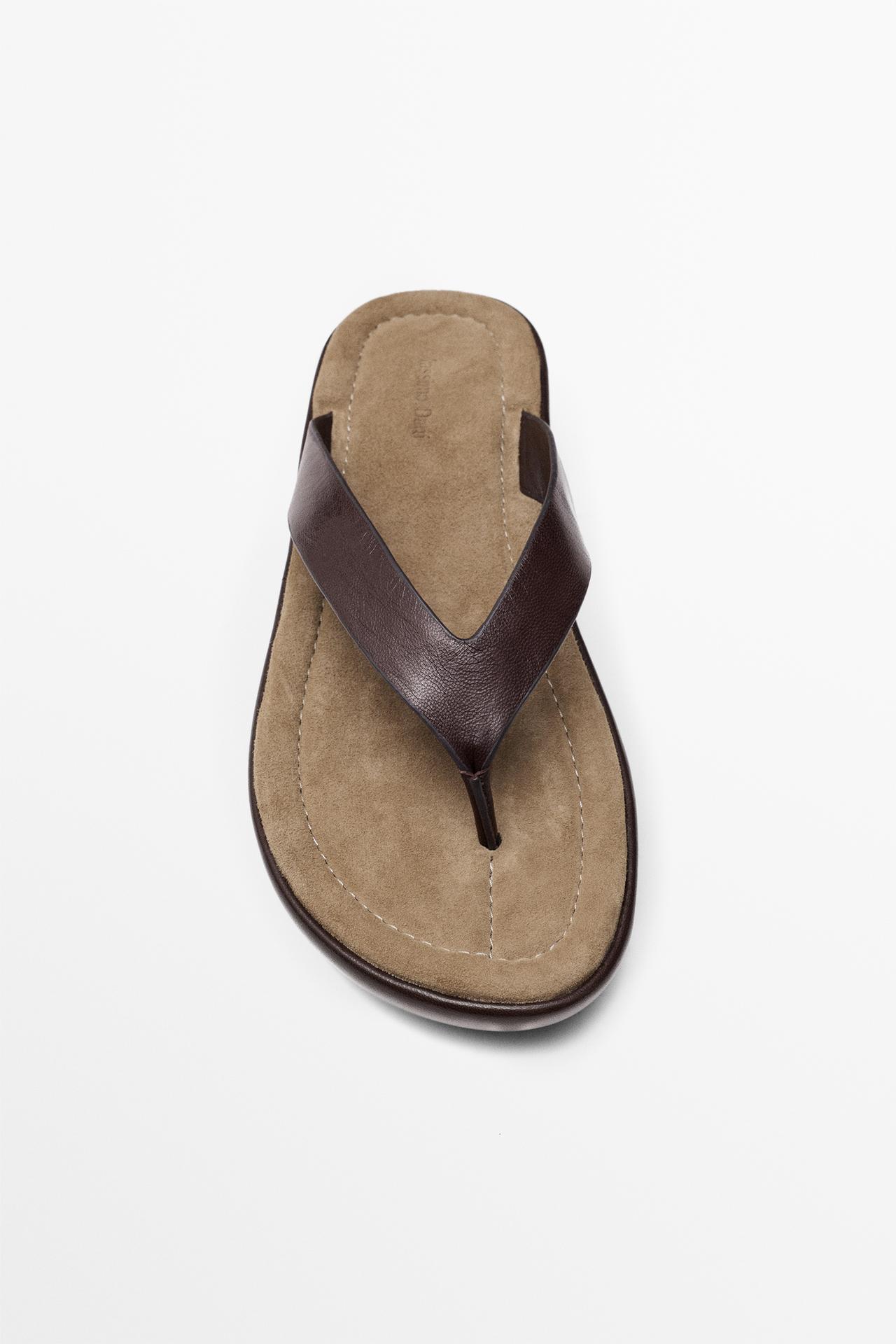 Leather platform sandals — BROWN