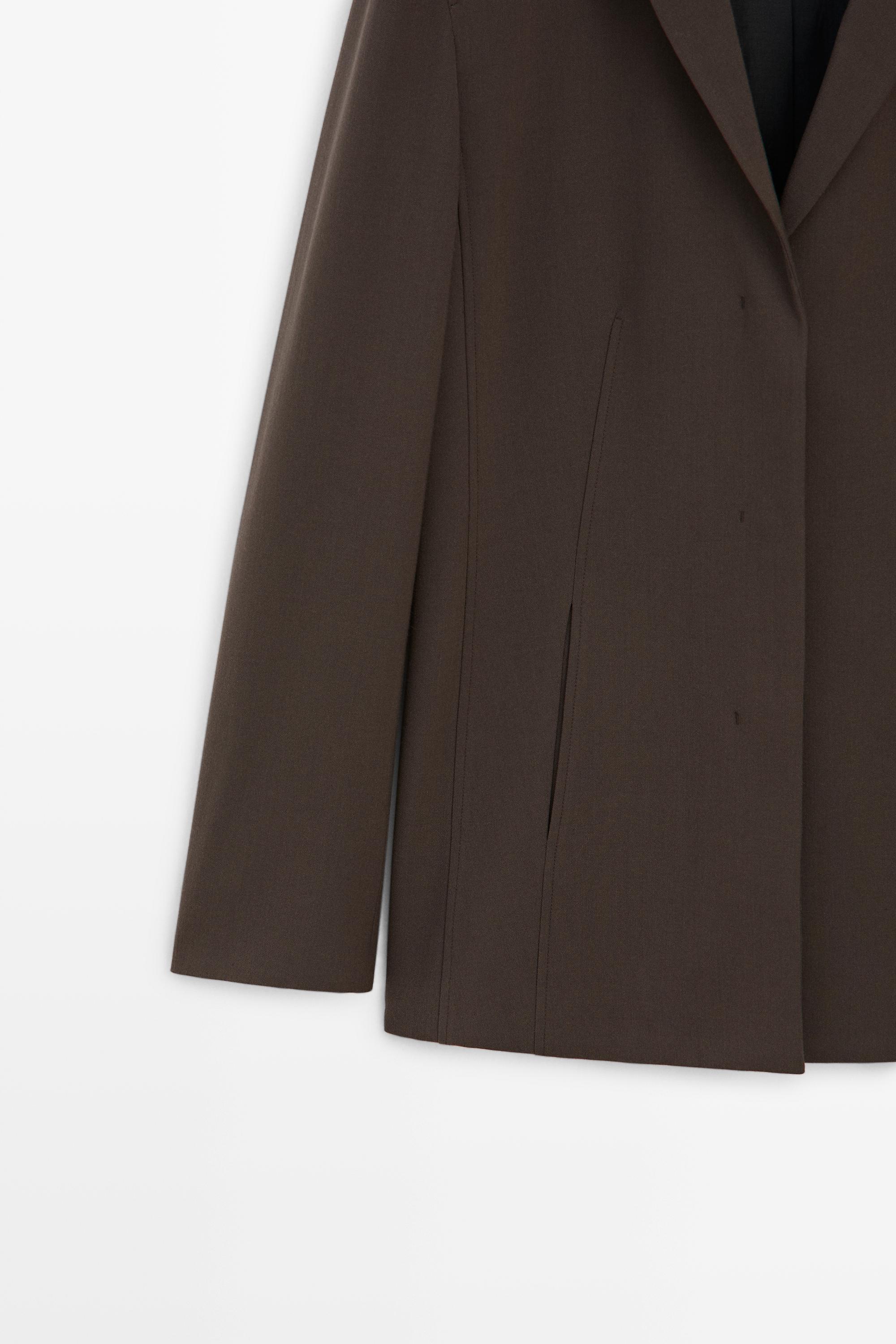 Fluid wool-blend blazer — BROWN