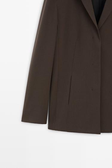 Fluid wool-blend blazer — BROWN 7