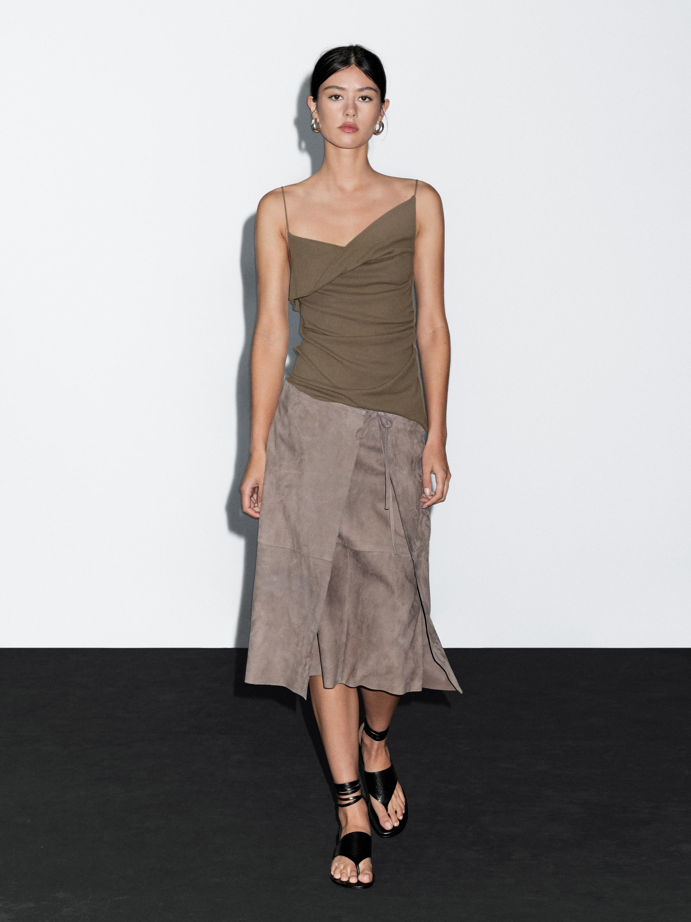 100% cotton top with asymmetric neckline